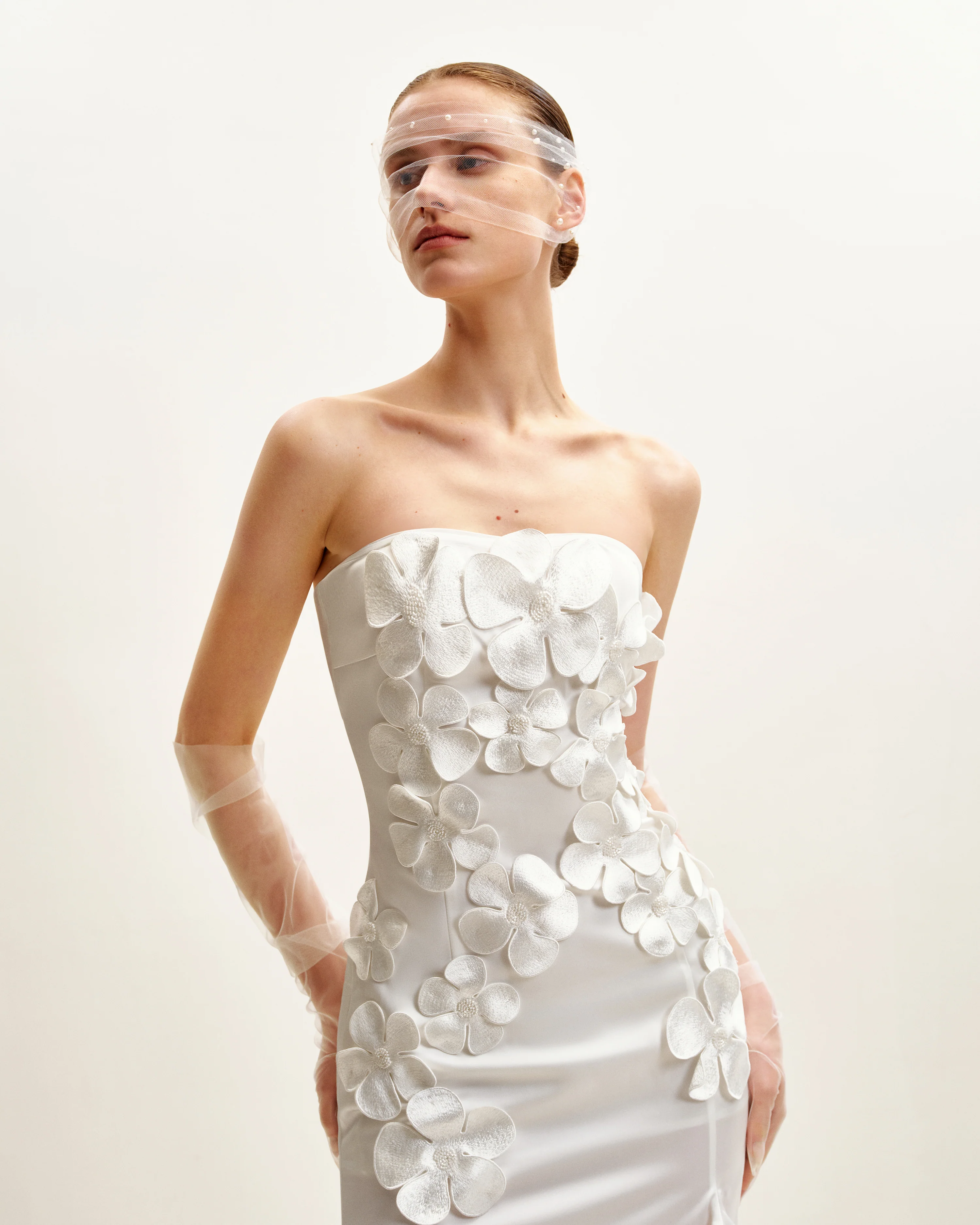 Floral Embroidered Long Dress - White - Image 3