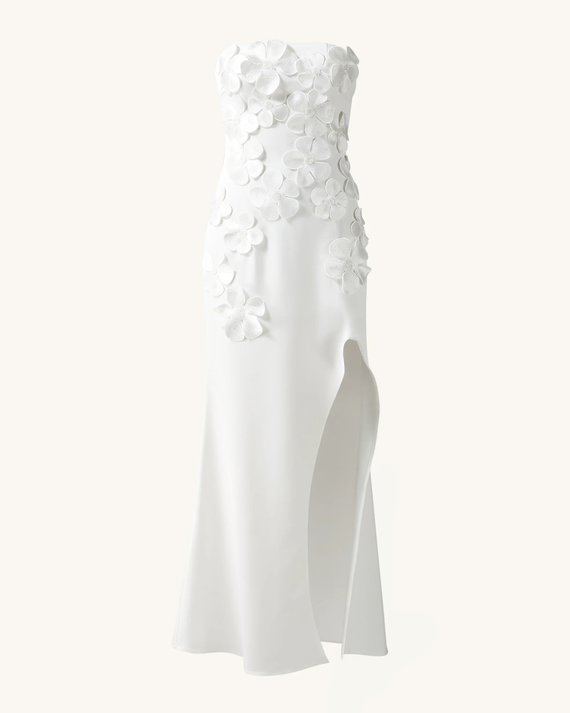 Floral Embroidered Long Dress - White - Image 4