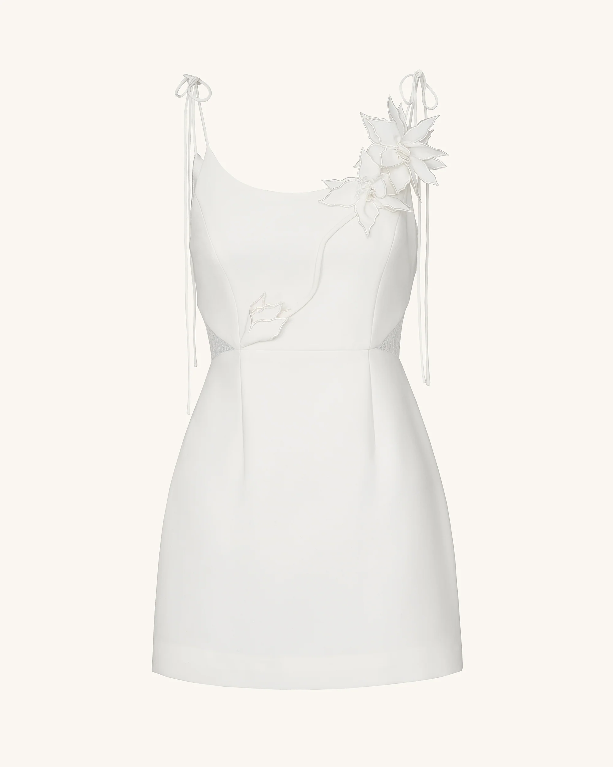 Floral Vine Tie Dress - White - Image 3
