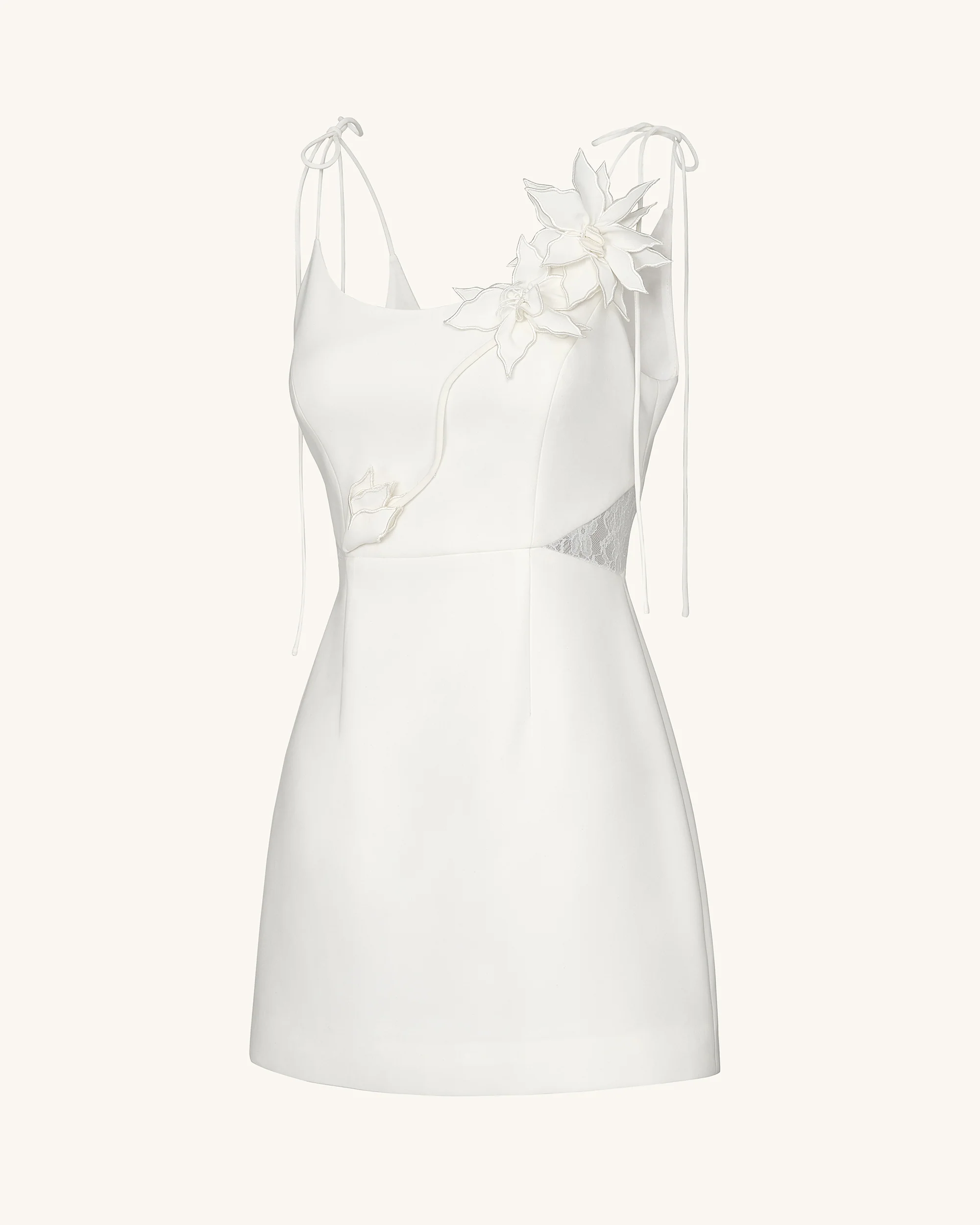 Floral Vine Tie Dress - White - Image 4