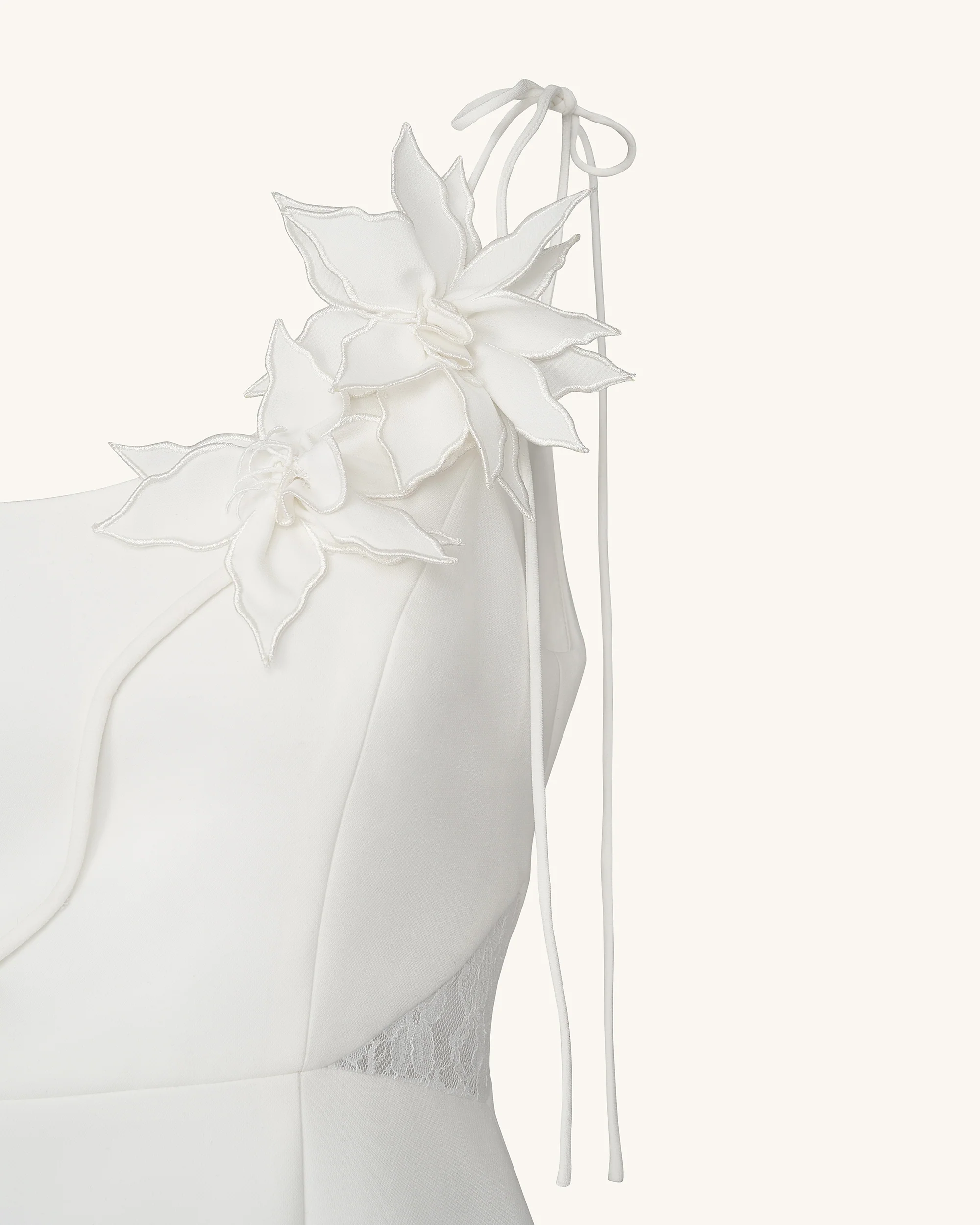 Floral Vine Tie Dress - White - Image 6