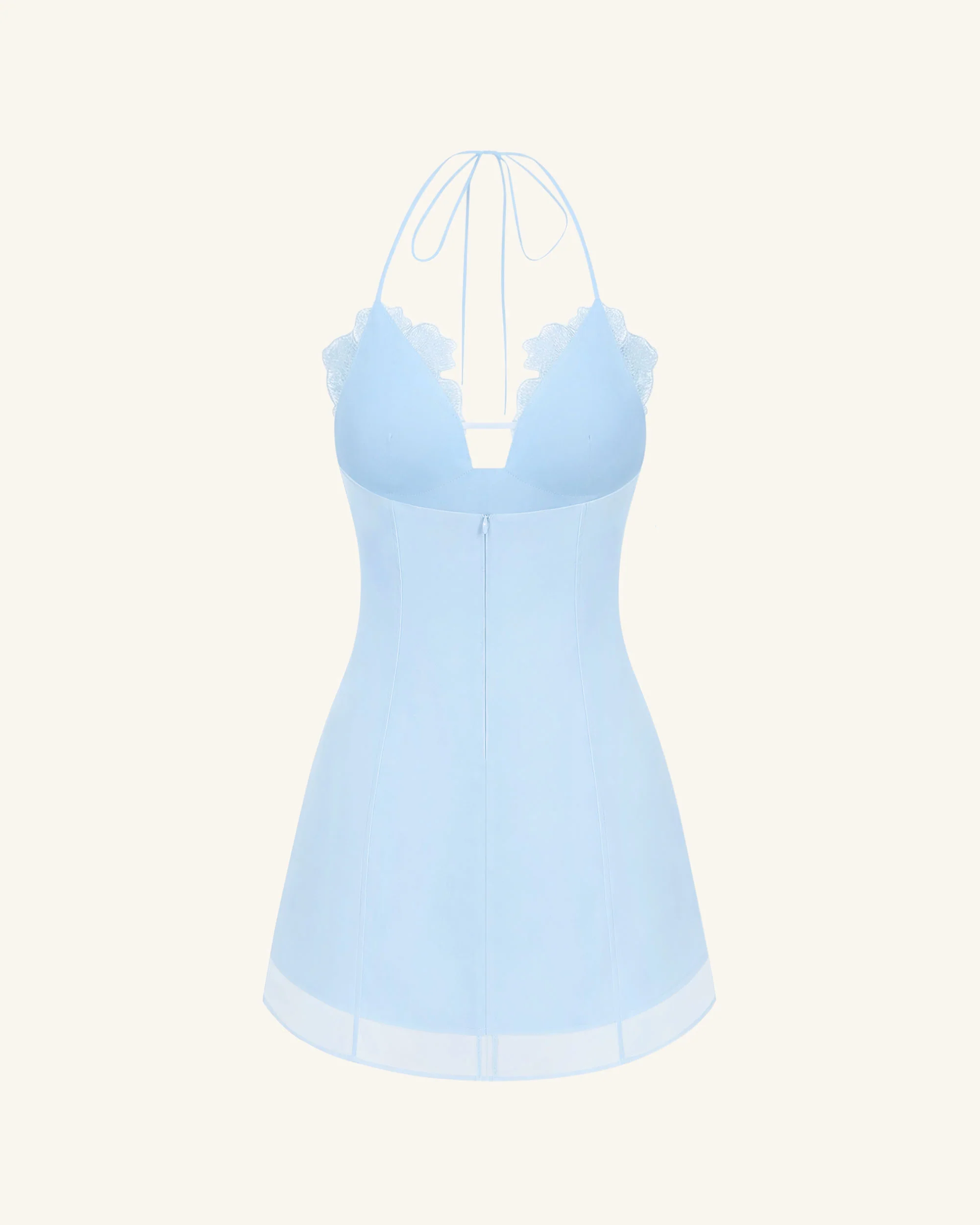 Flower Embroidered Mini Dress - Blue - Image 4