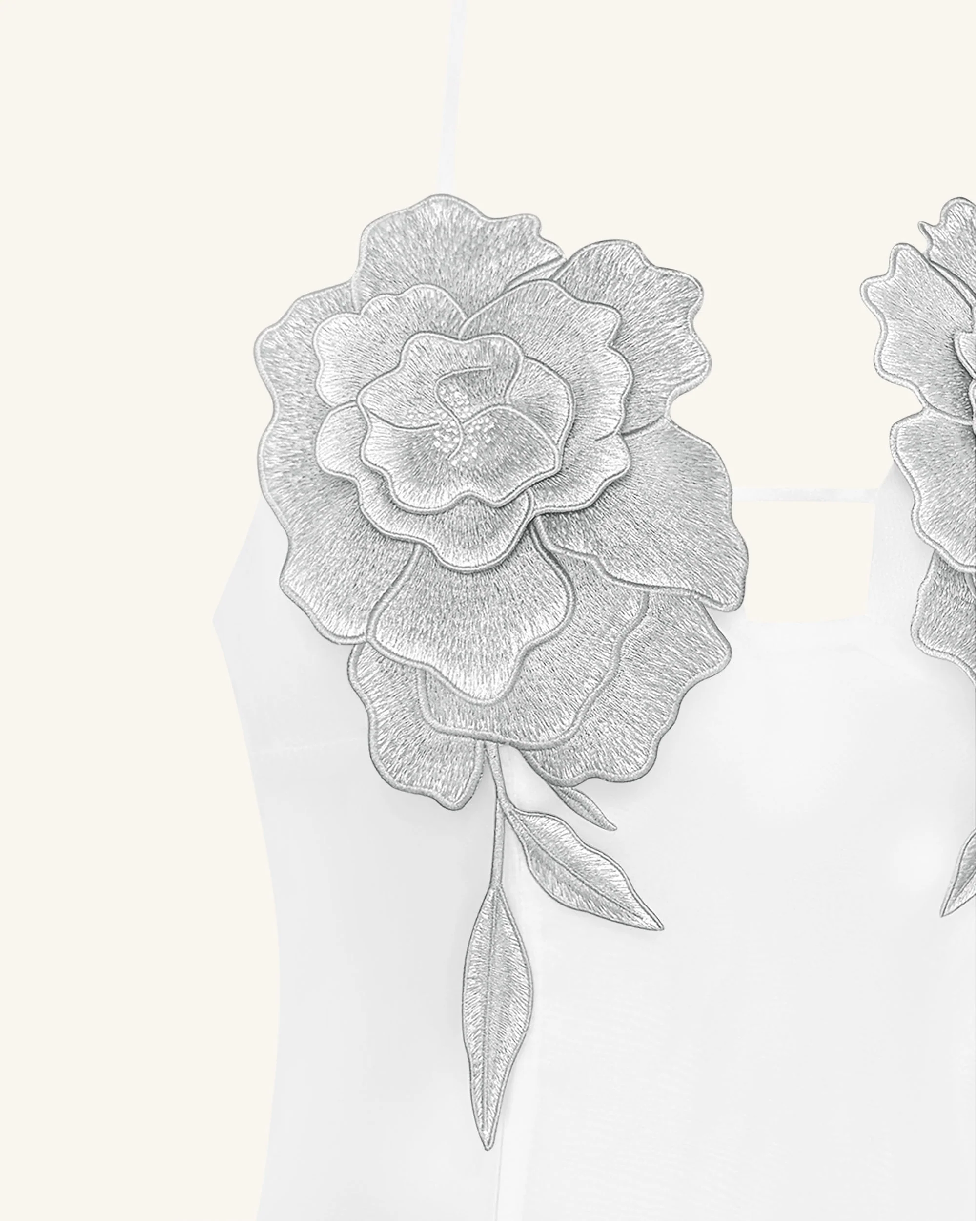 Flower Embroidered Mini Dress - White - Image 5