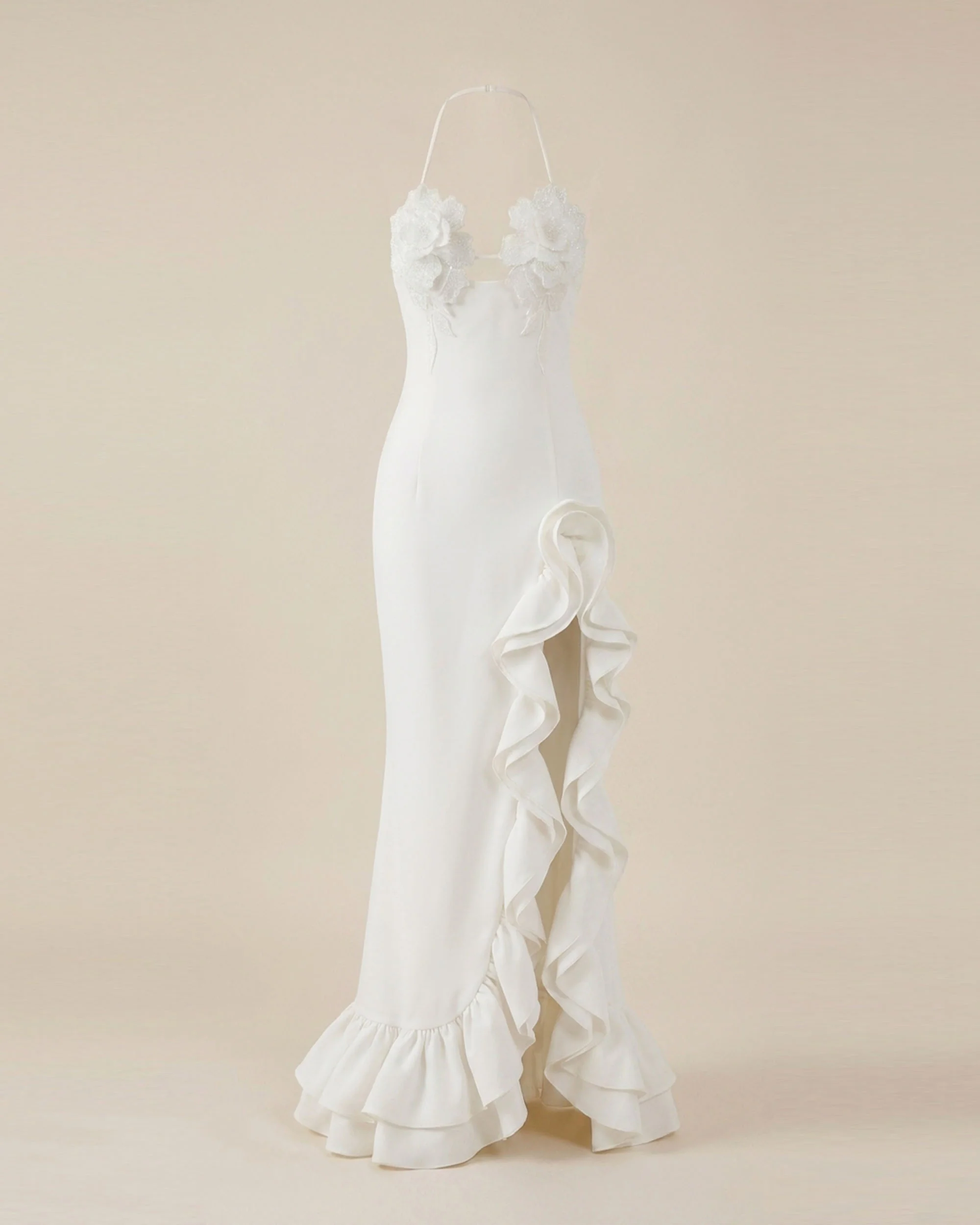 Flower Embroidered Ruffle Maxi Dress - White - Image 2