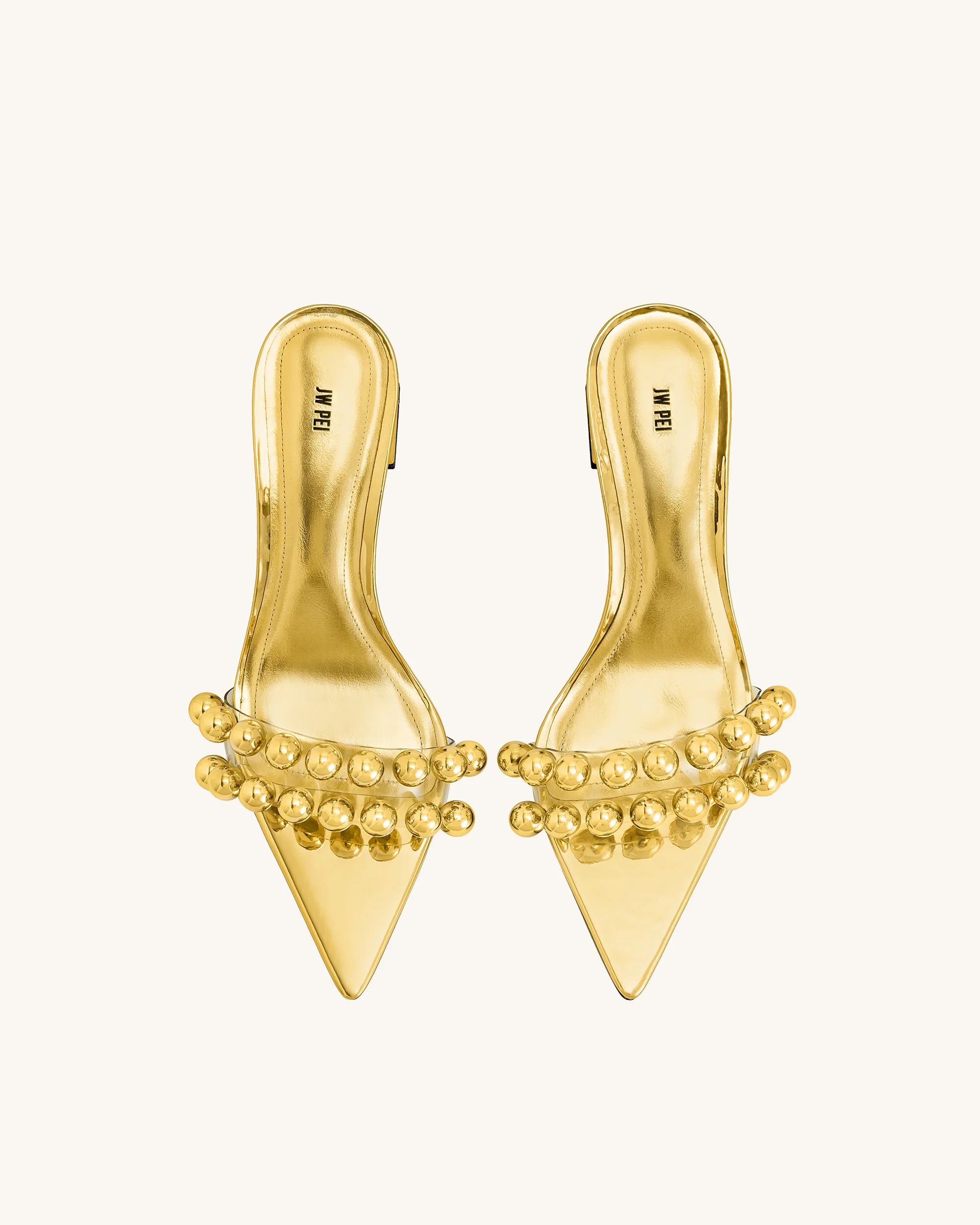Gianna Beaded Strap Mules - Gold - Image 3