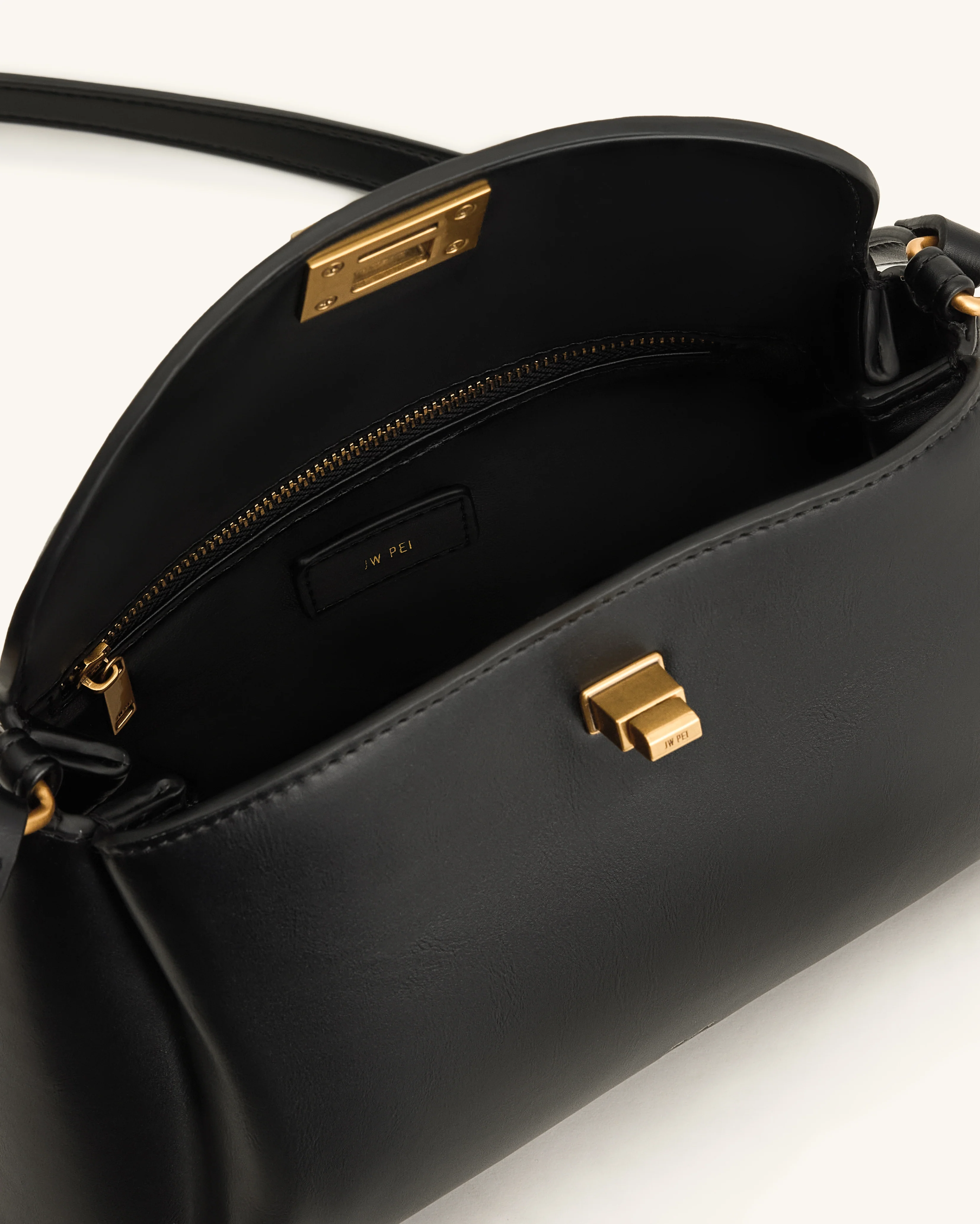 Greta Twist-Lock Crossbody Bag - Black - Image 4