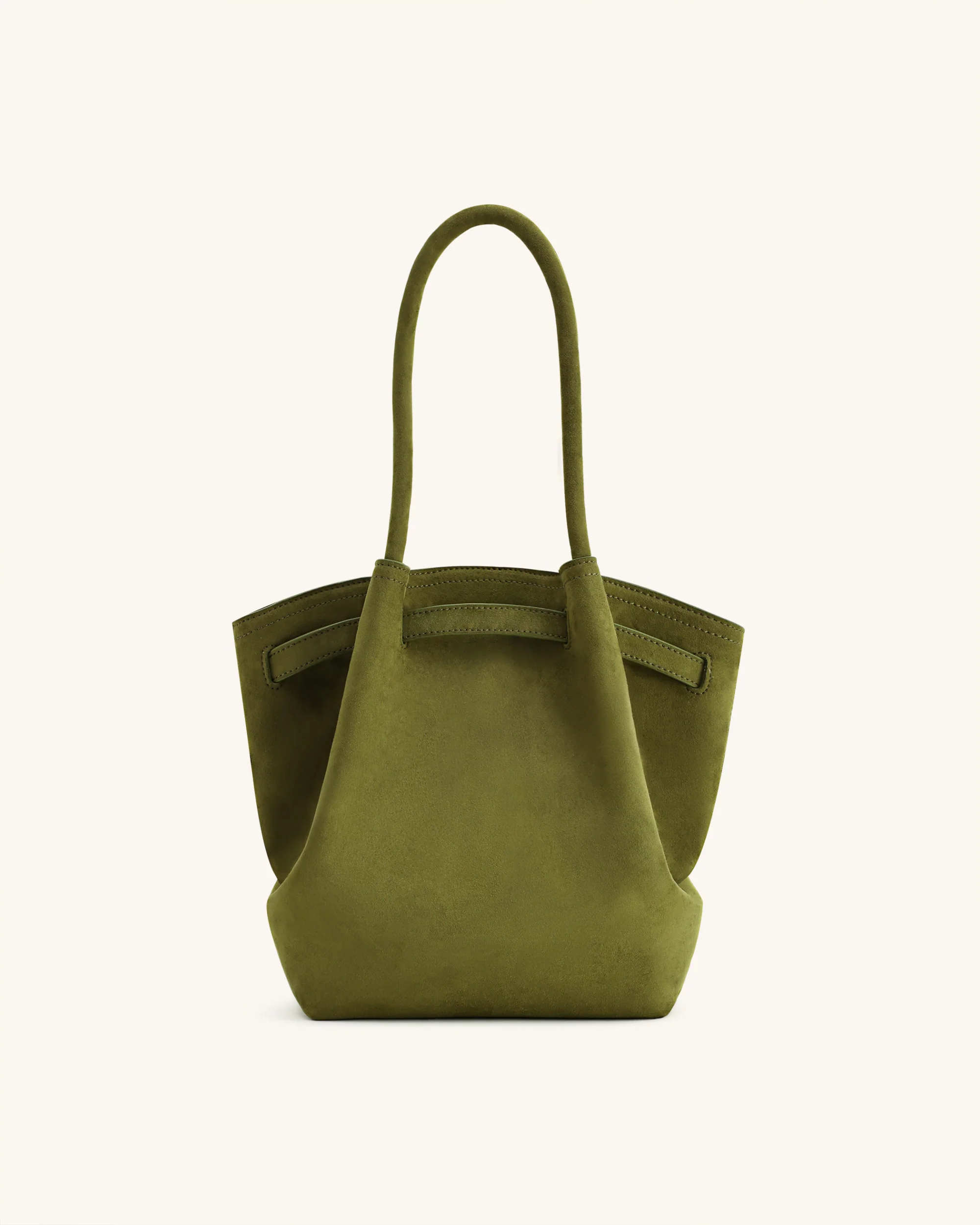 Hana Column Faux Suede Tote Bag - Olive Green - Image 4