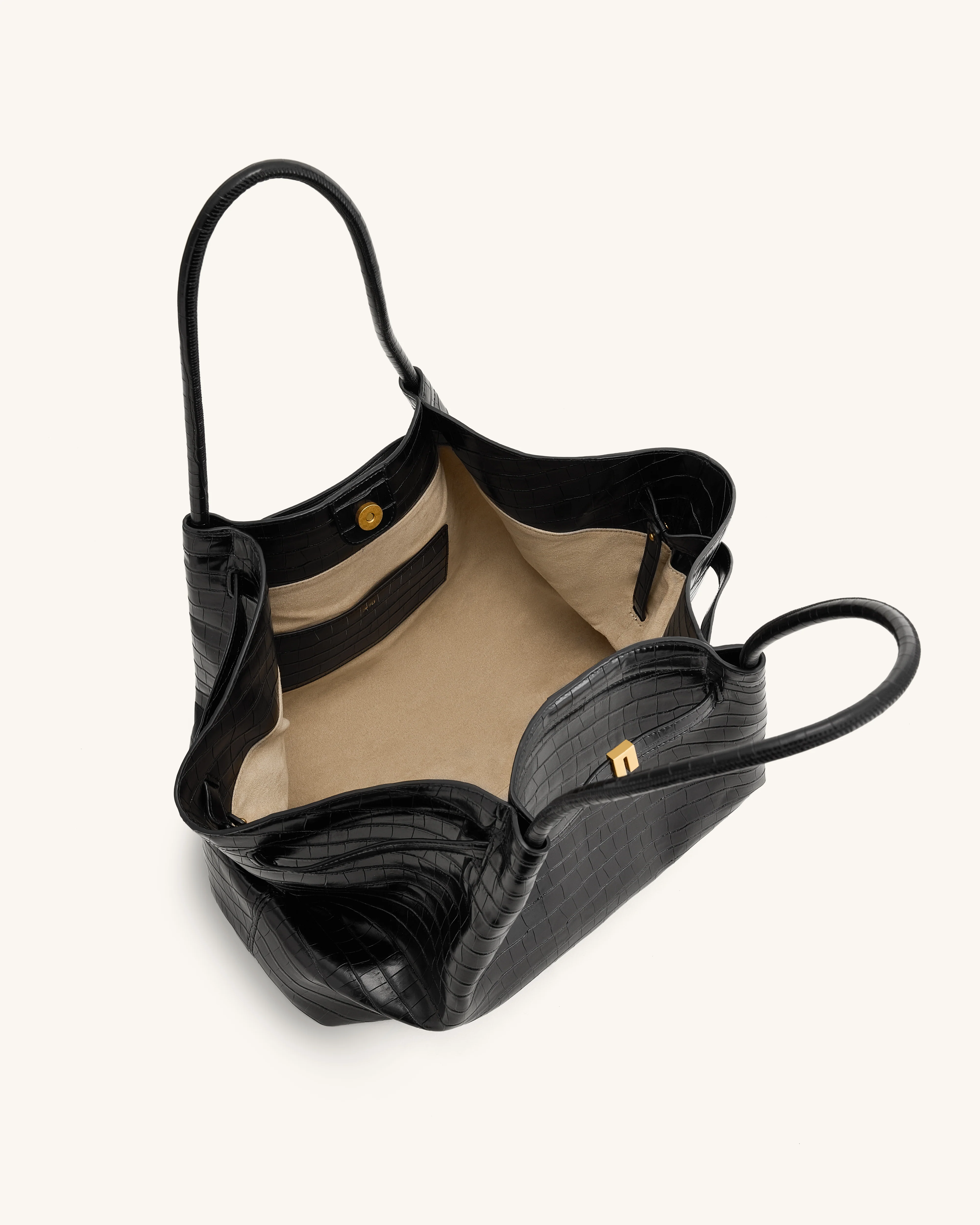 Hana Large Tote Bag - Black Croc - Image 4