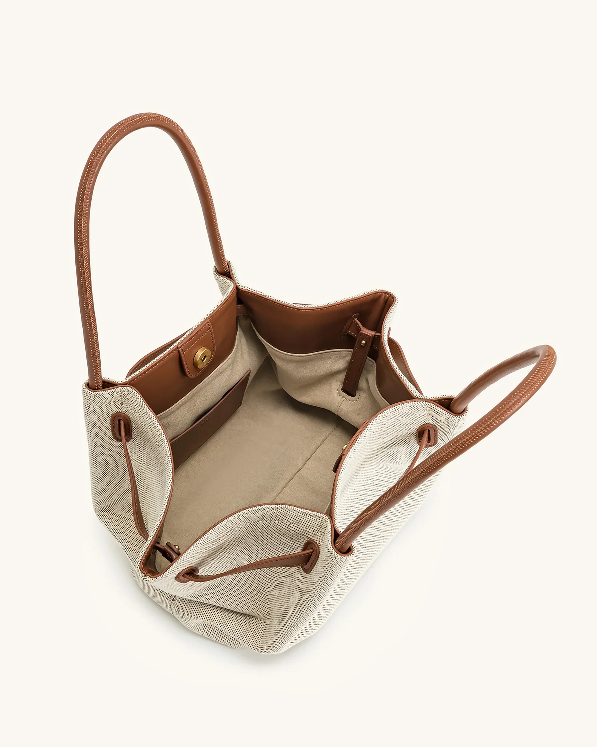Hana Large Tote Bag - Brown Canvas - Image 4