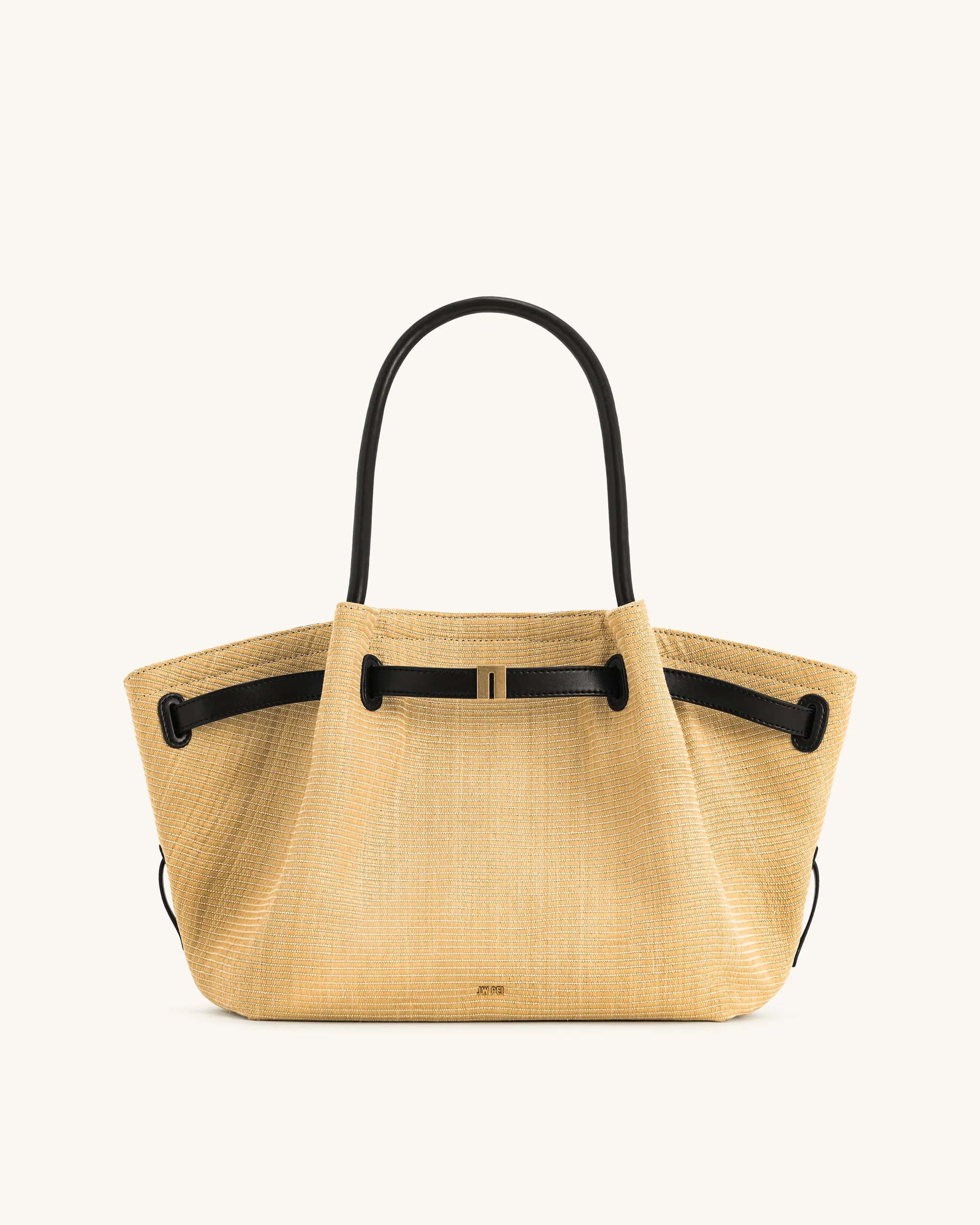 Hana Medium Faux Straw Tote Bag - Brown Straw - Image 3