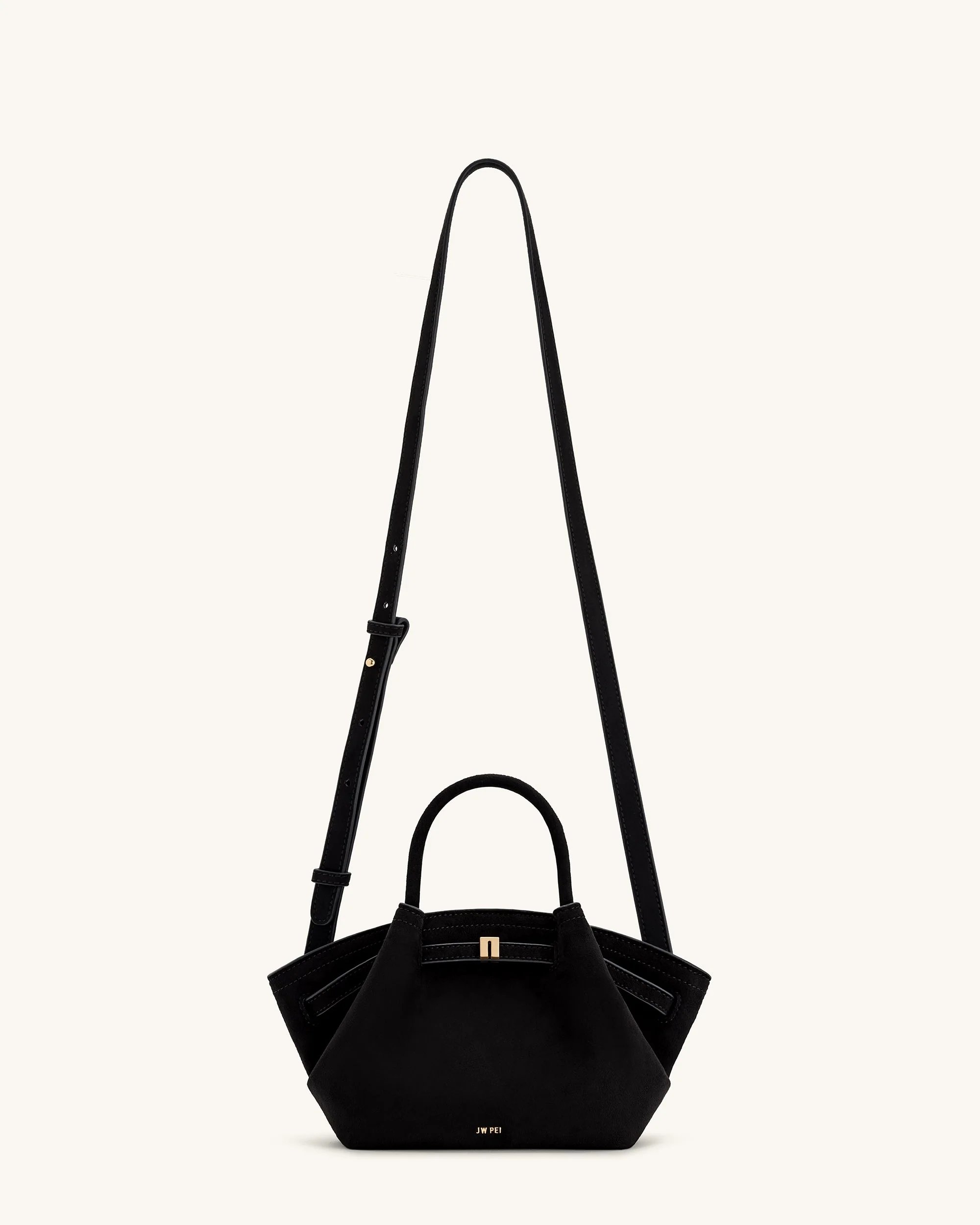 Hana Mini Faux Suede Tote Bag - Black - Image 3
