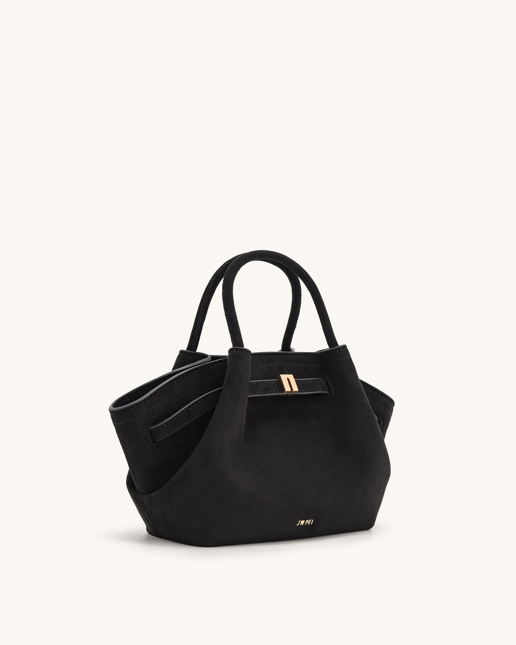 Hana Mini Faux Suede Tote Bag - Black - Image 4
