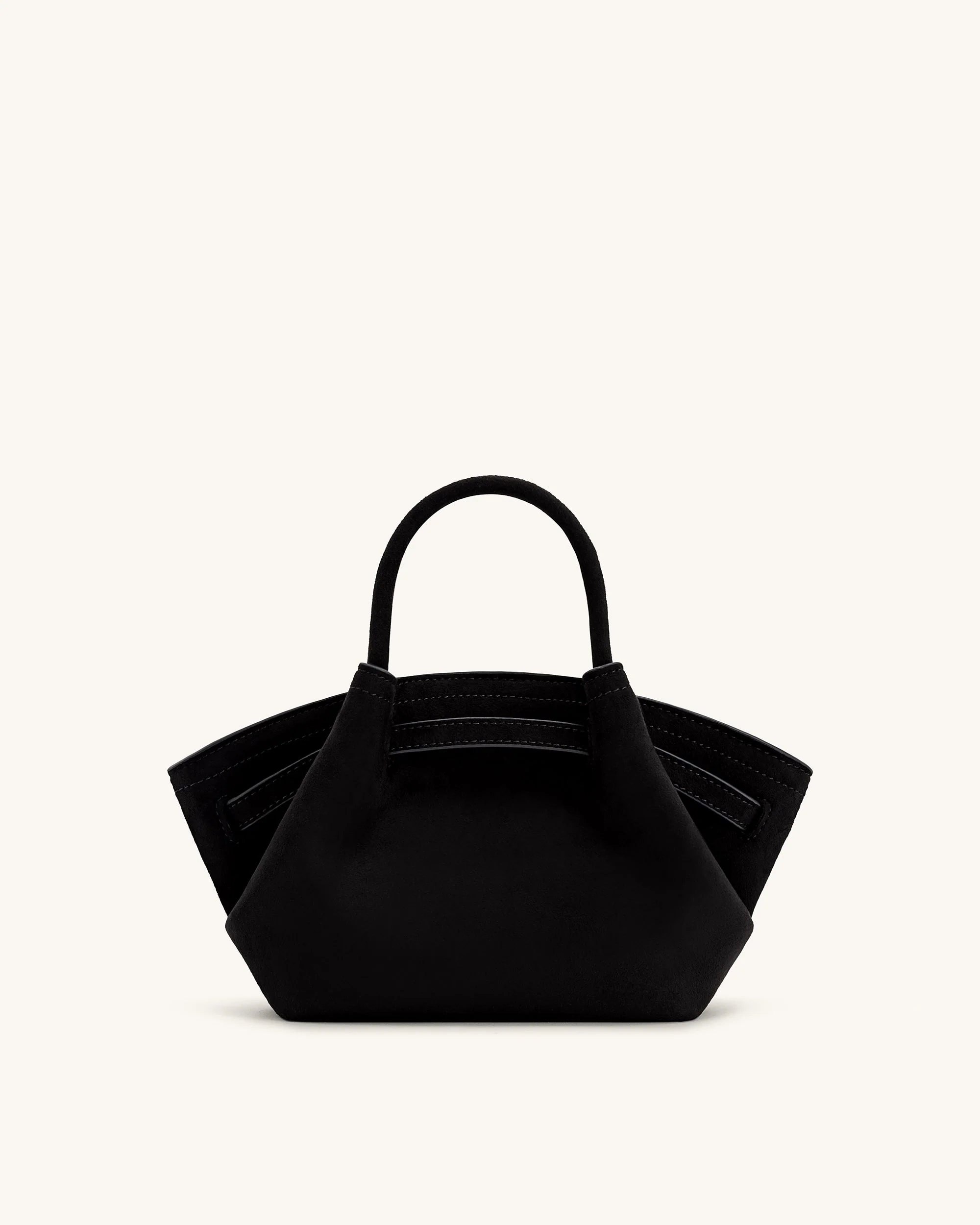 Hana Mini Faux Suede Tote Bag - Black - Image 5
