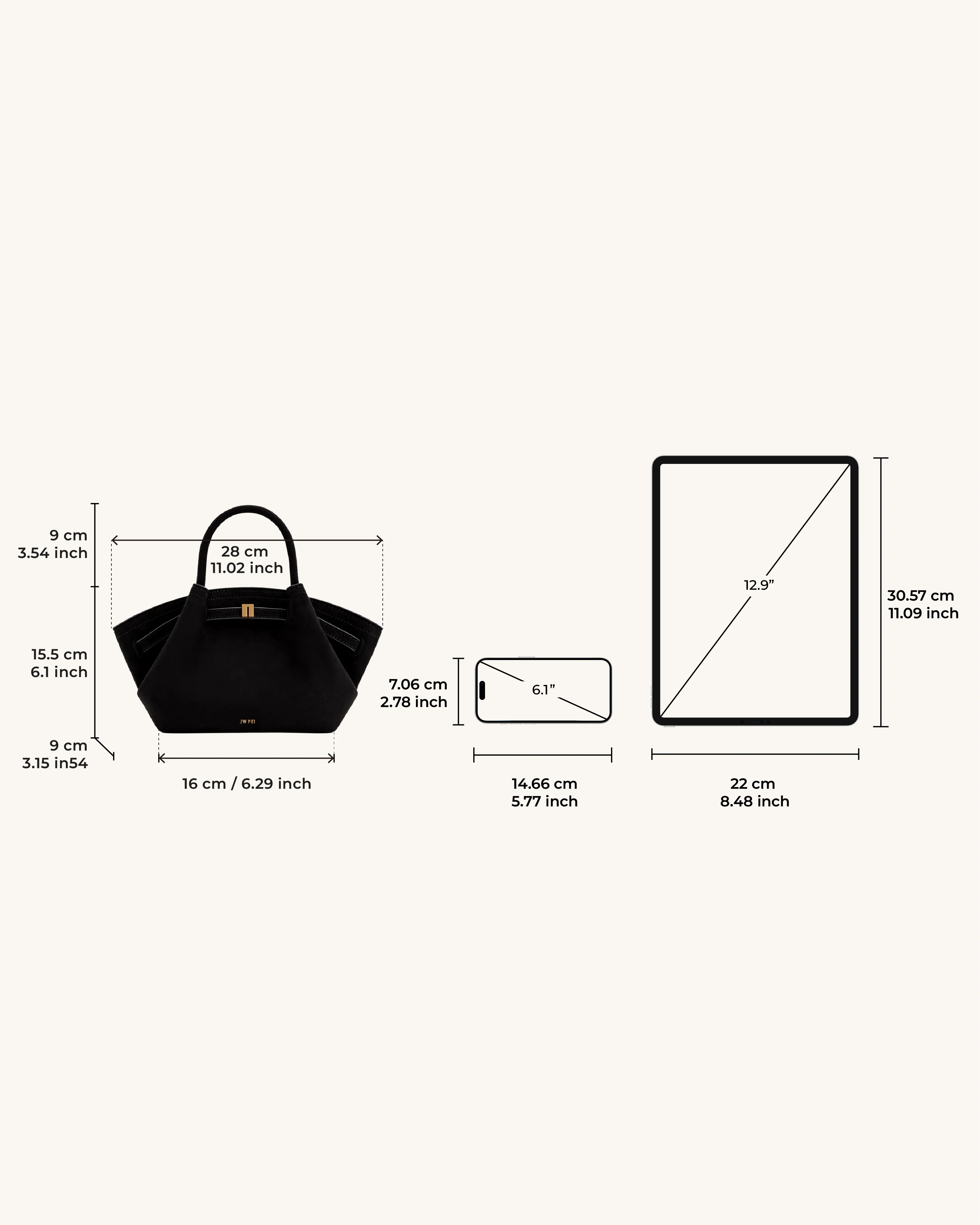 Hana Mini Faux Suede Tote Bag - Black - Image 7