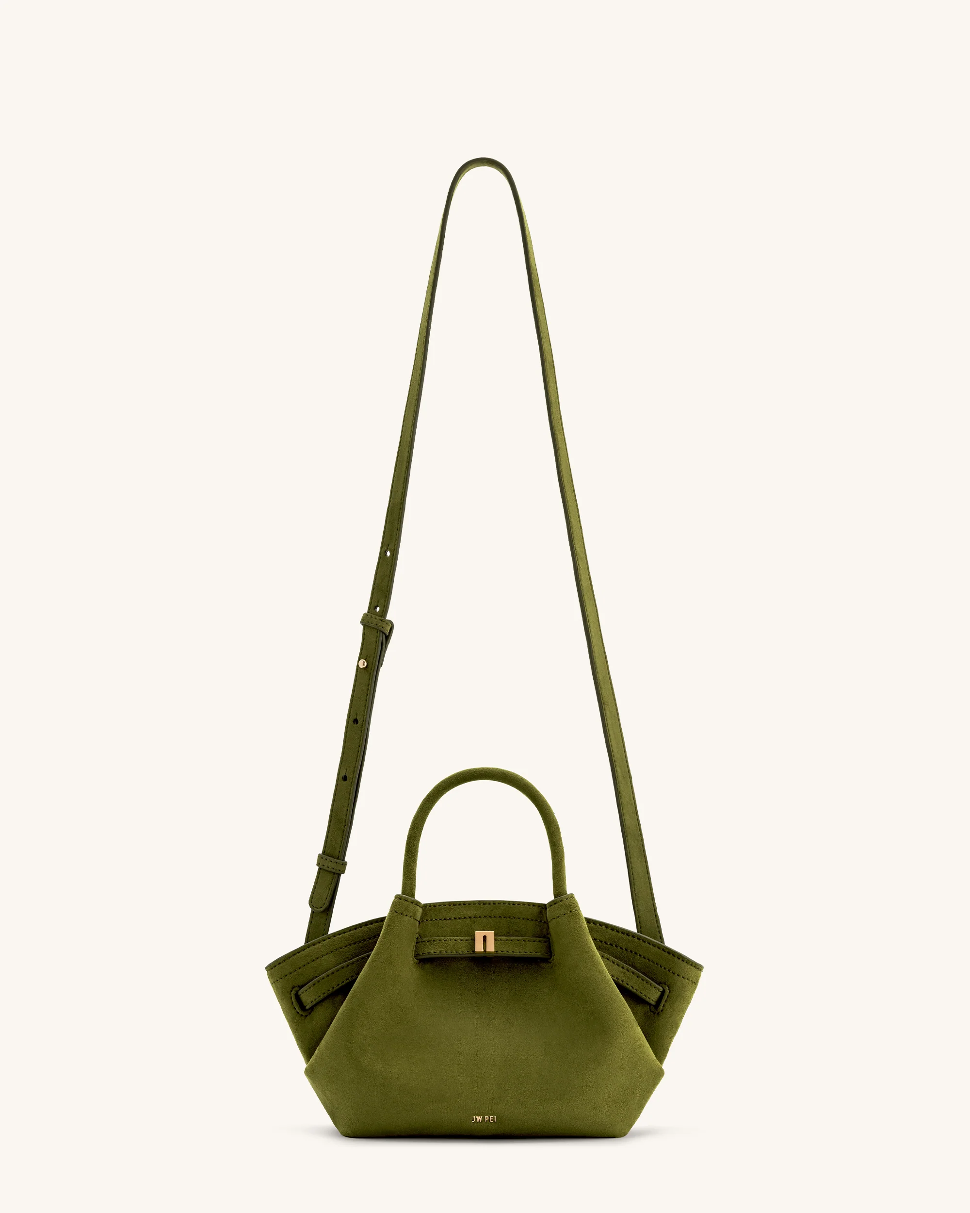Hana Mini Faux Suede Tote Bag - Dark Olive - Image 3