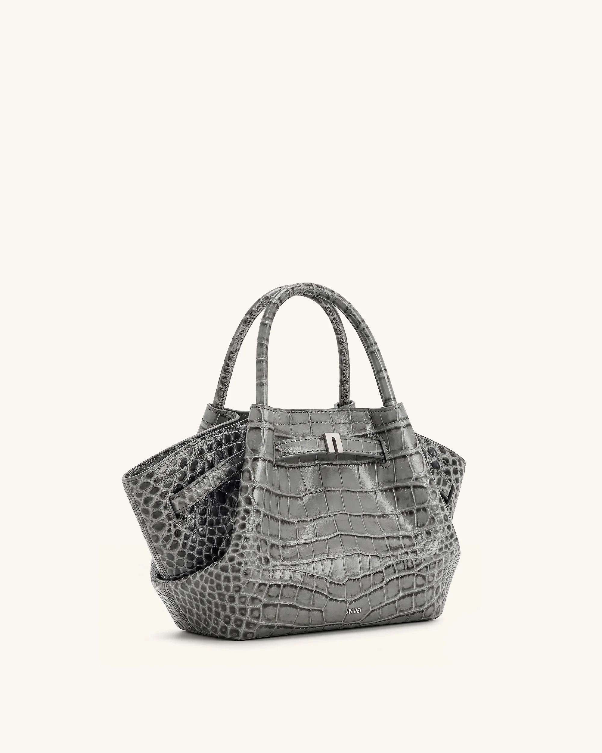 Hana Mini Tote Bag - Grey Croc - Image 2