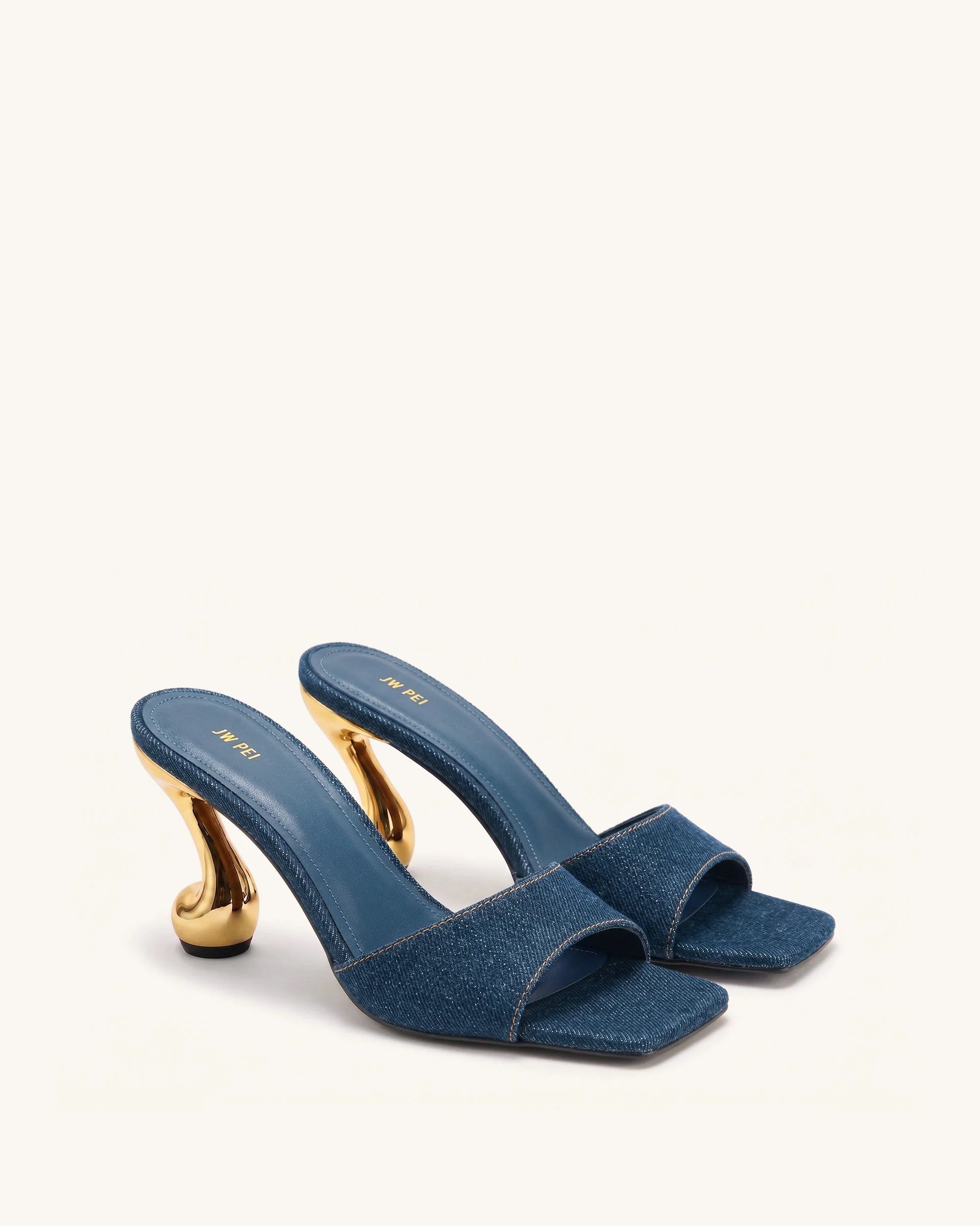Hannah Denim Mule Heels - Denim Blue - Image 2