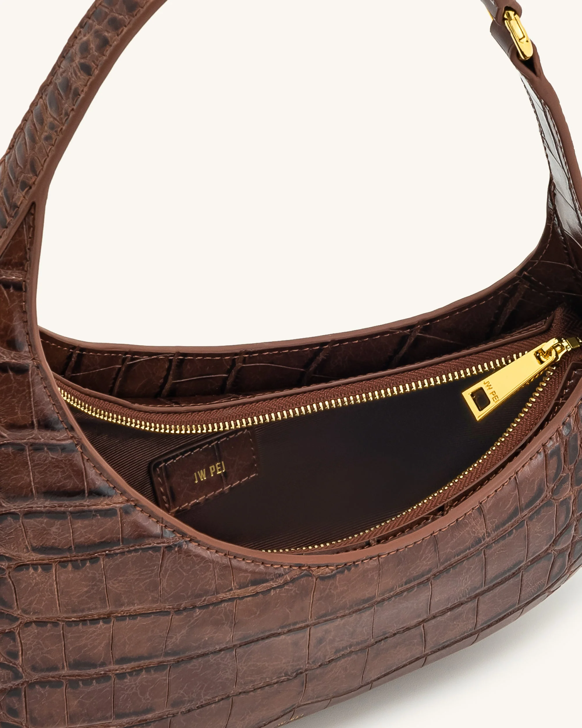Harlee Shoulder Bag - Brown Croc - Image 4