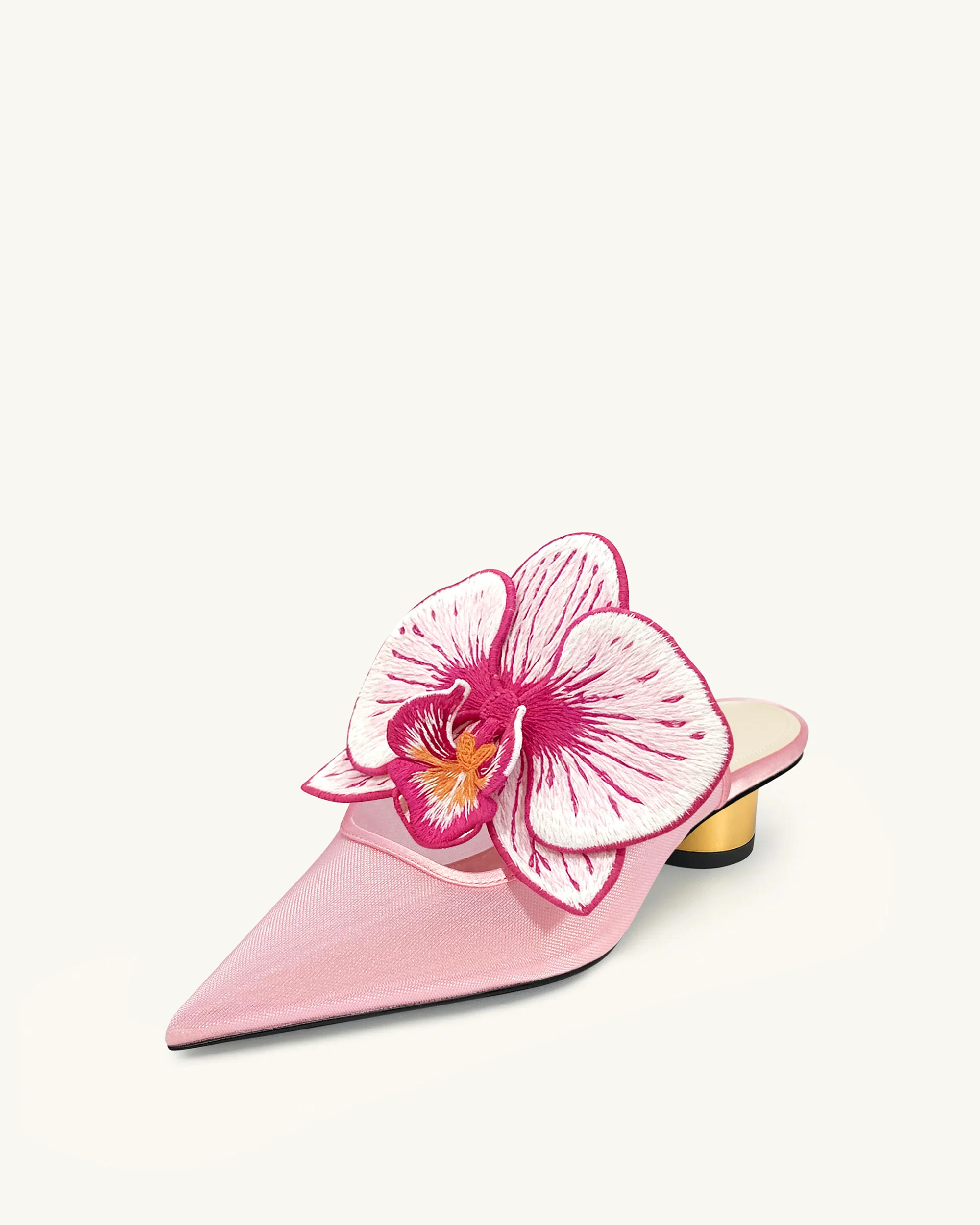 Helena Embroidery Decoration Pierced Mules - Pink - Image 4