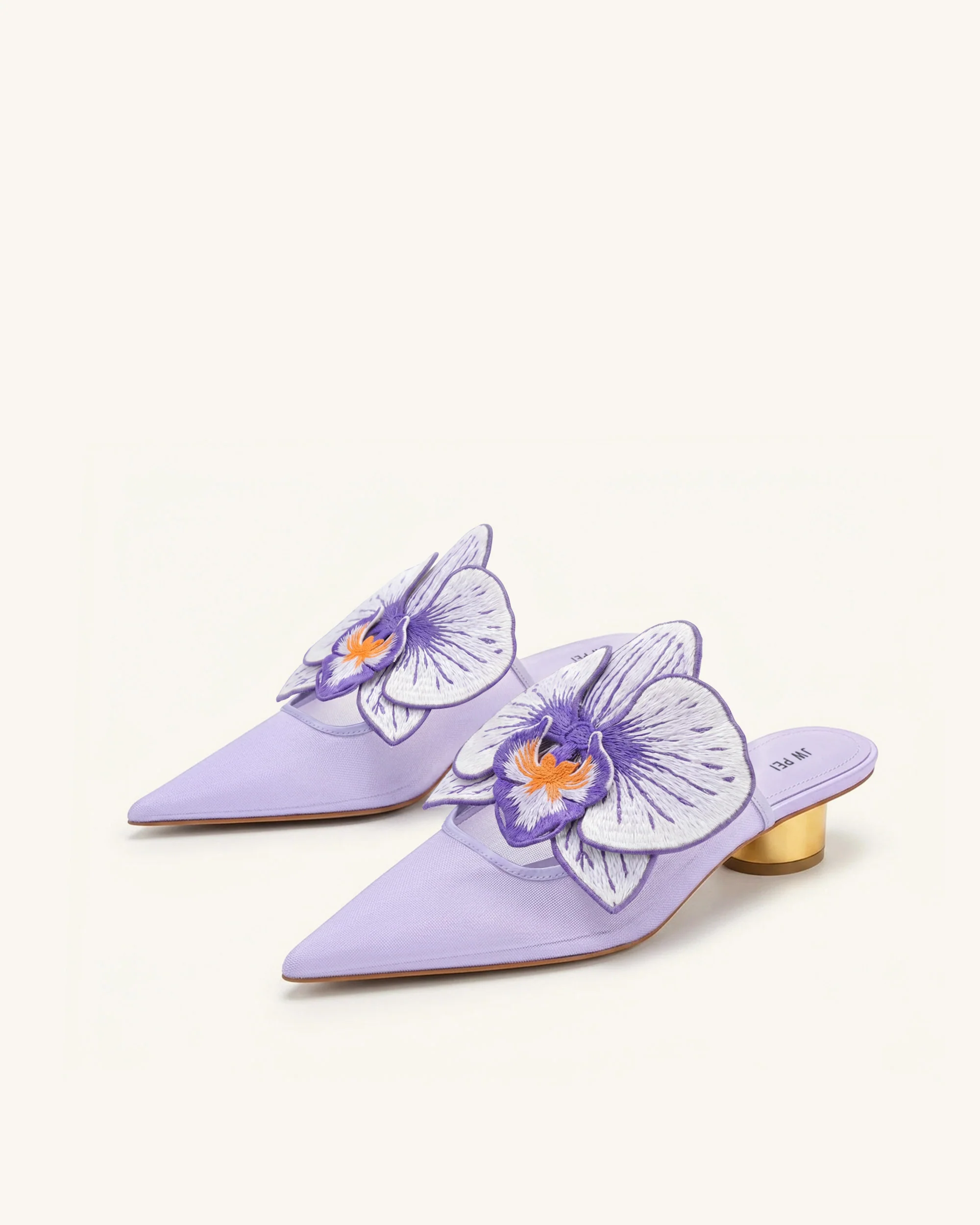Helena Embroidery Decoration Pierced Mules - Purple - Image 2