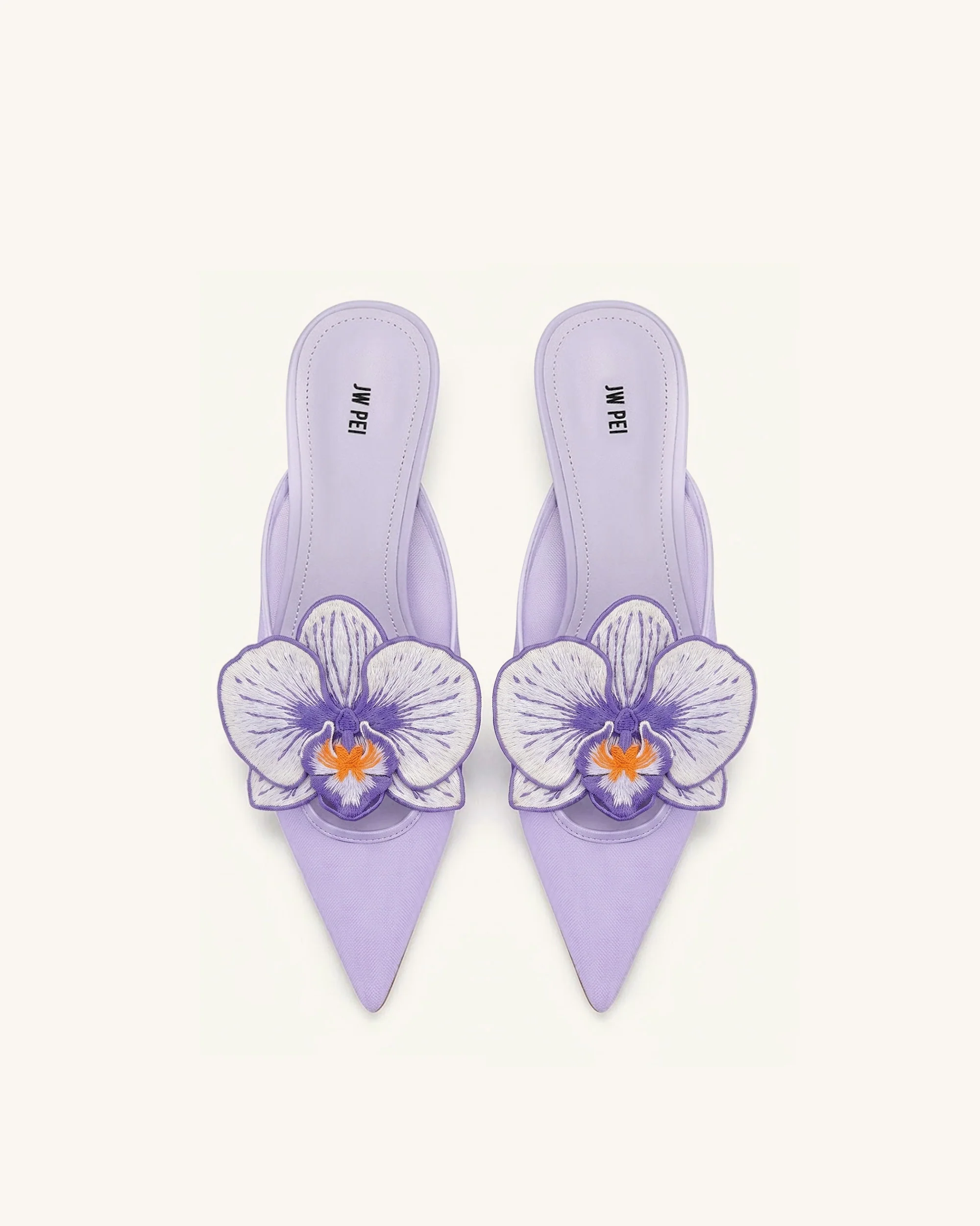 Helena Embroidery Decoration Pierced Mules - Purple - Image 3