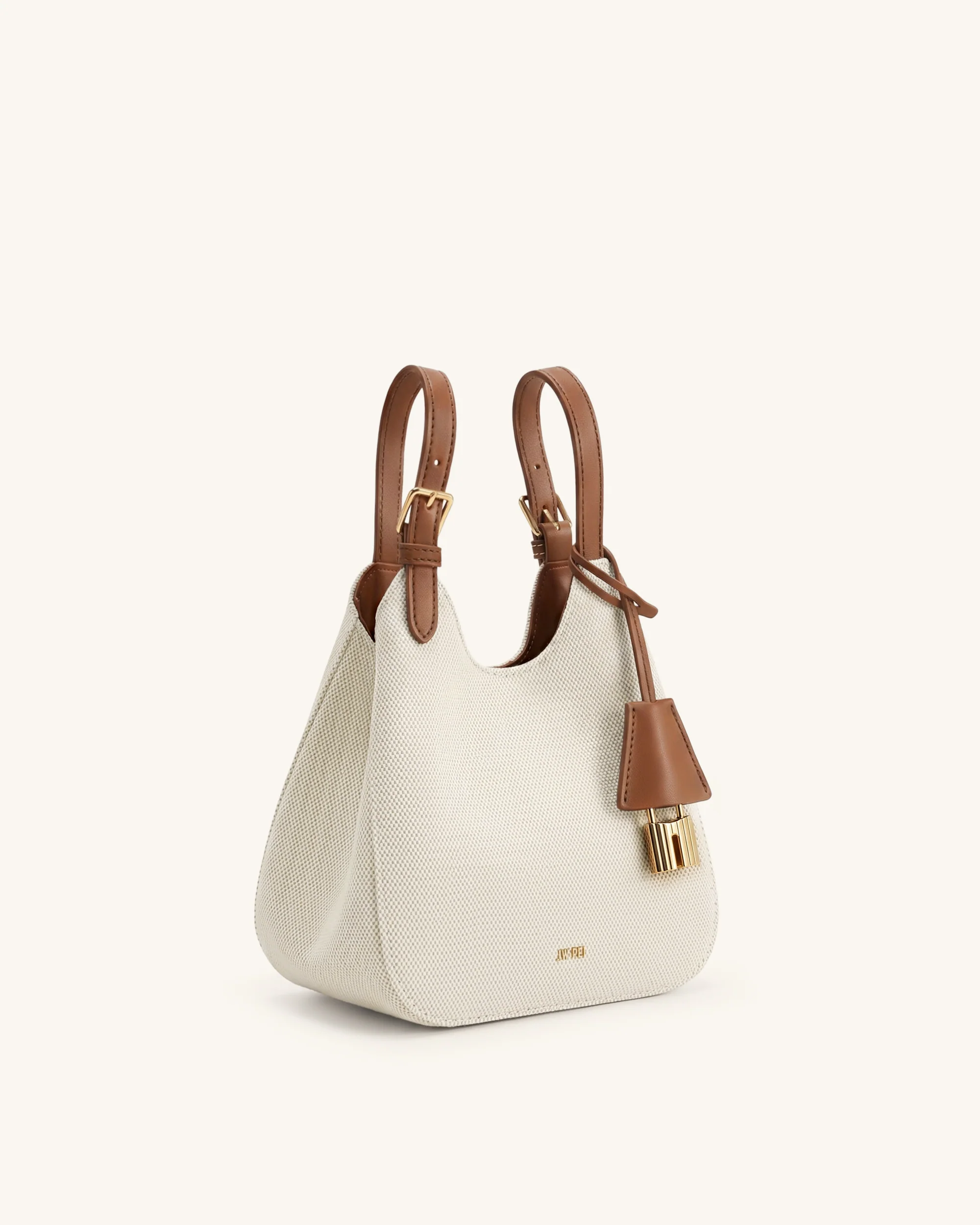 Ines Padlock Tote Bag - Brown Canvas - Image 5