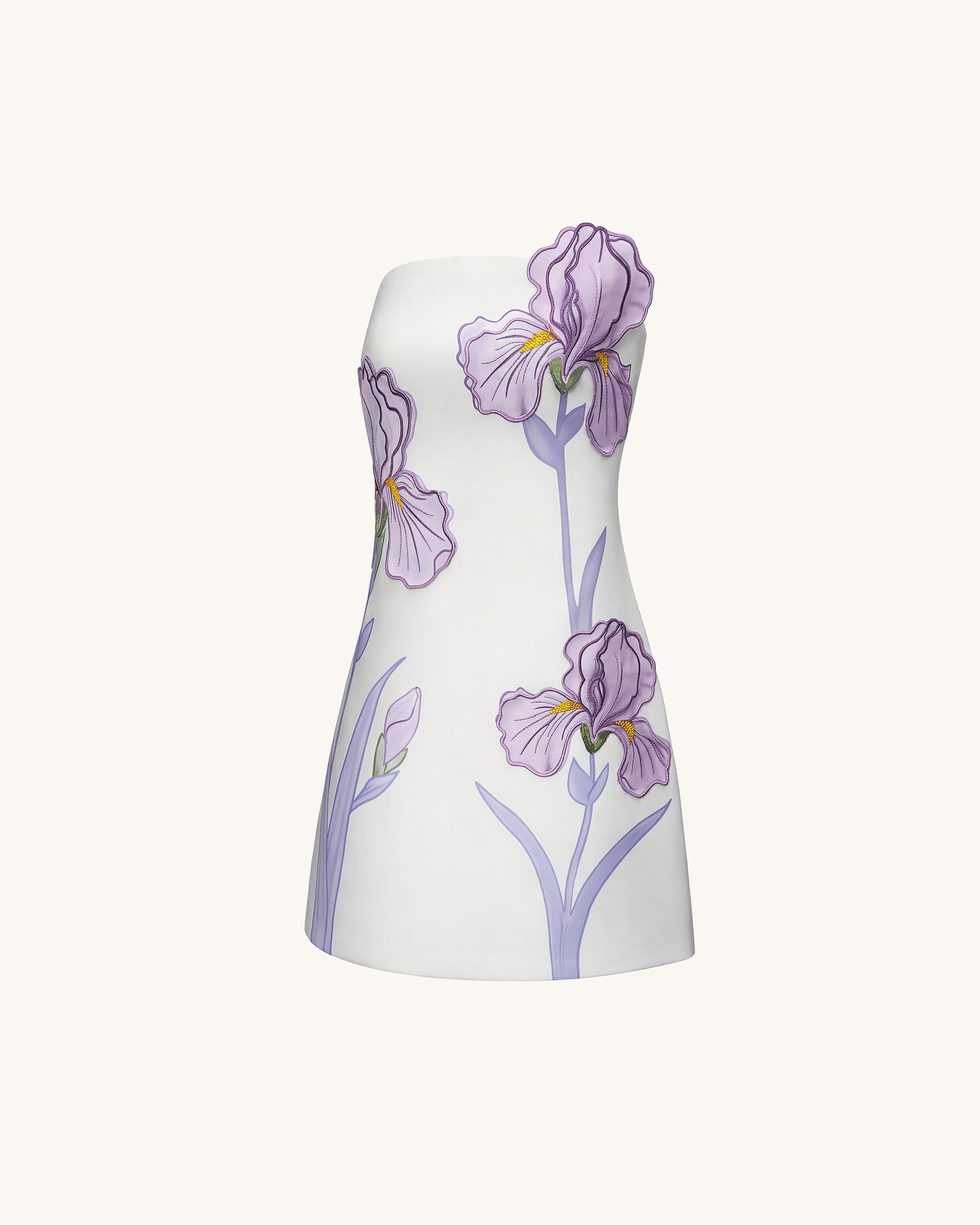 Iris Floral Print Strapless Dress - White - Image 3