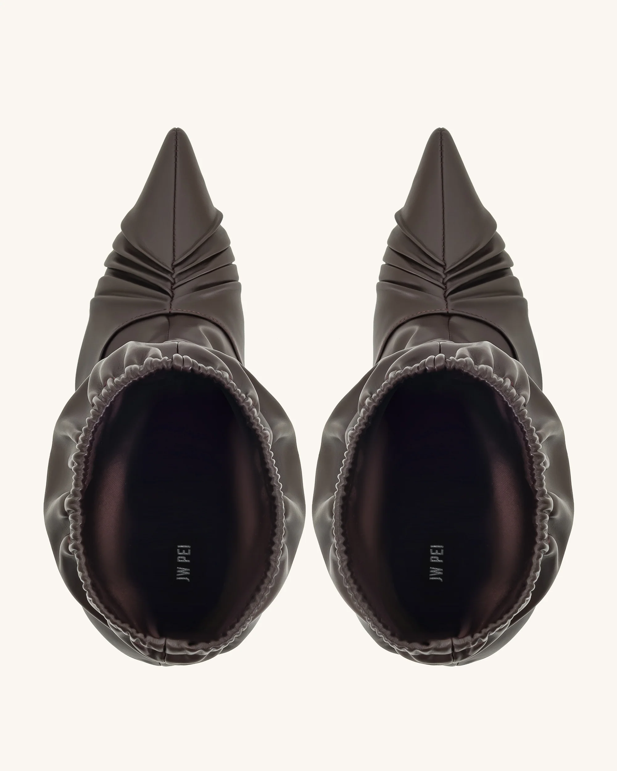 Joanne Paneled Detailing leather Ankle Boots- Burgundy - Image 4