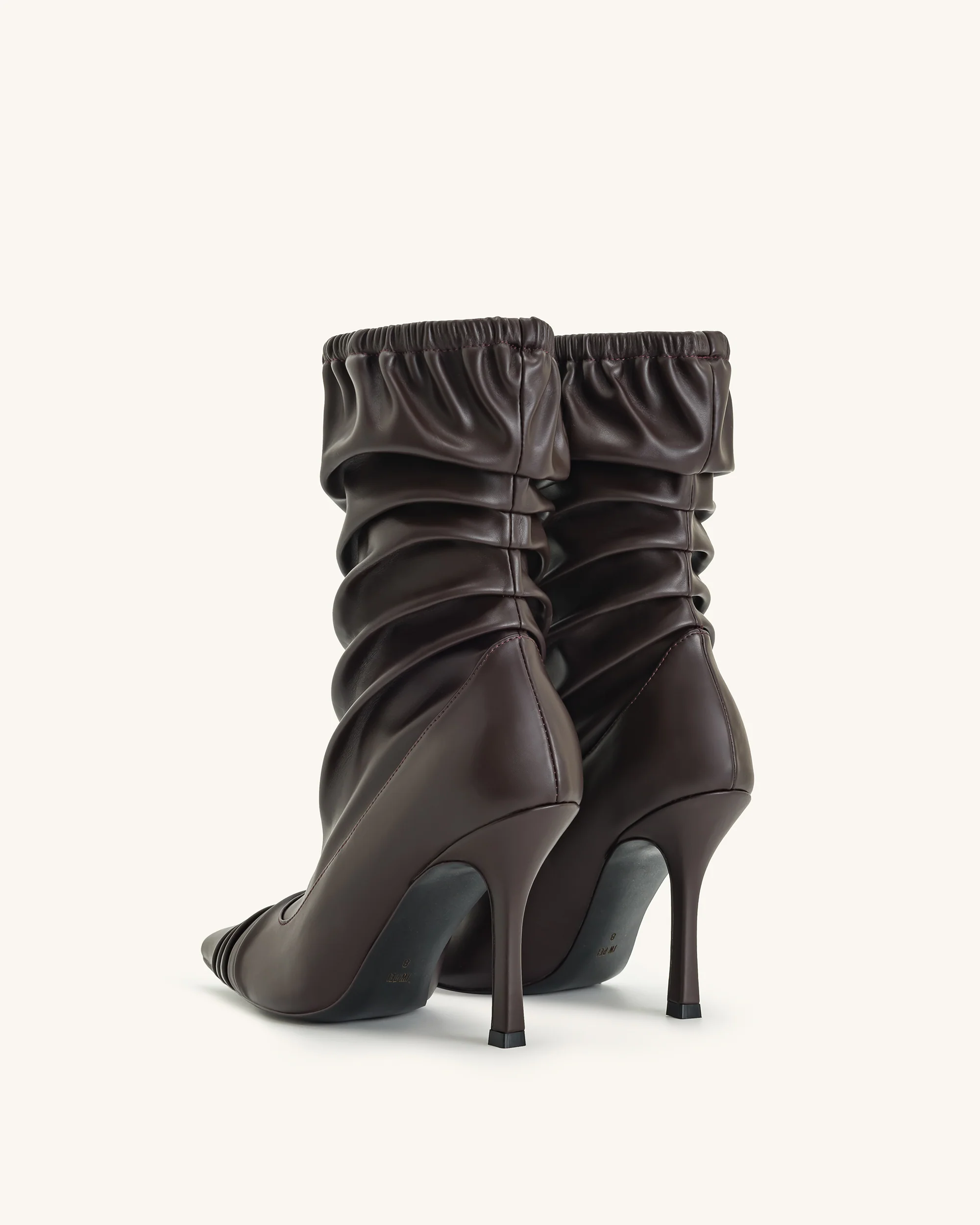 Joanne Paneled Detailing leather Ankle Boots- Burgundy - Image 5