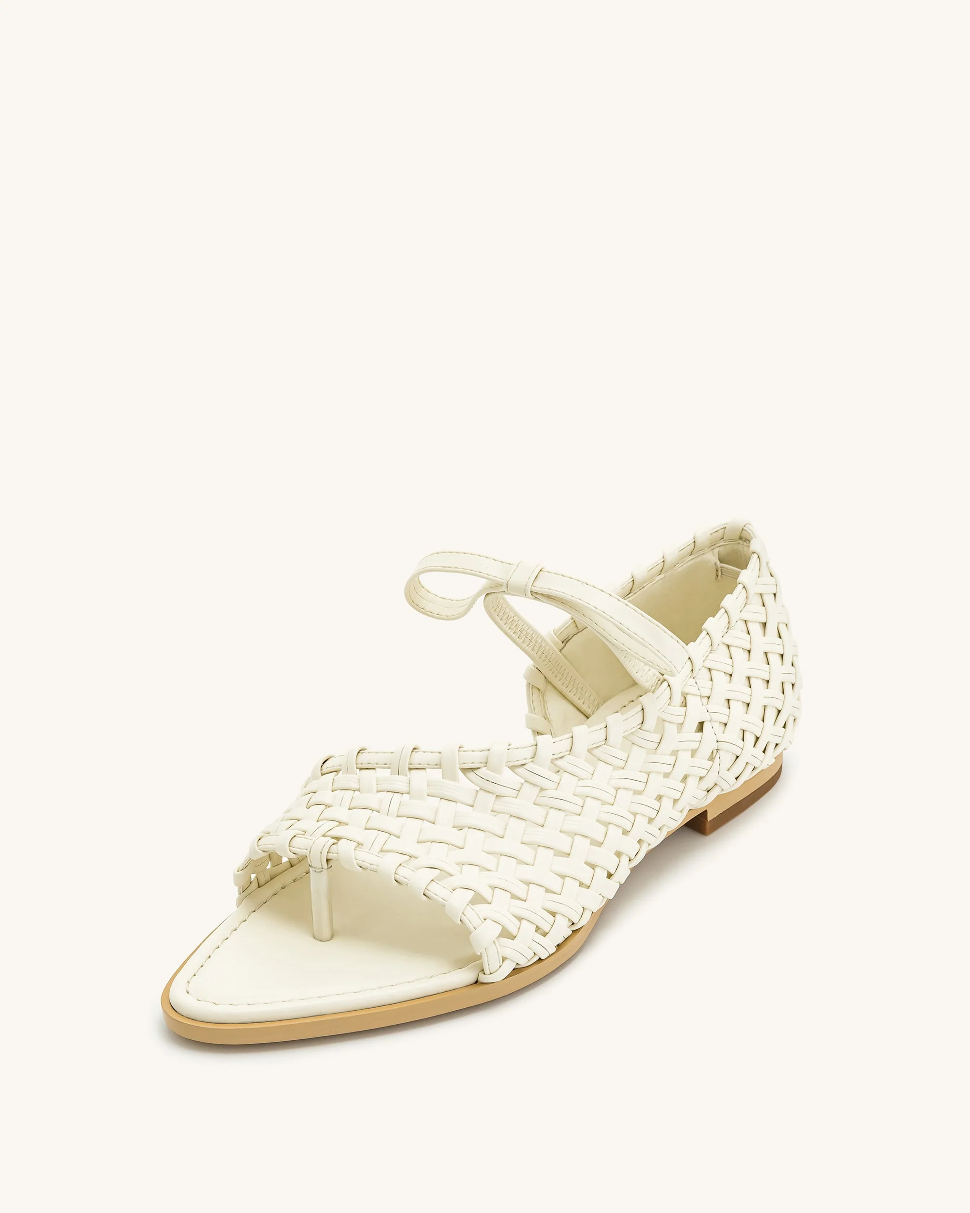 Jocelyn Weave Strap Flip-flops - Beige - Image 15