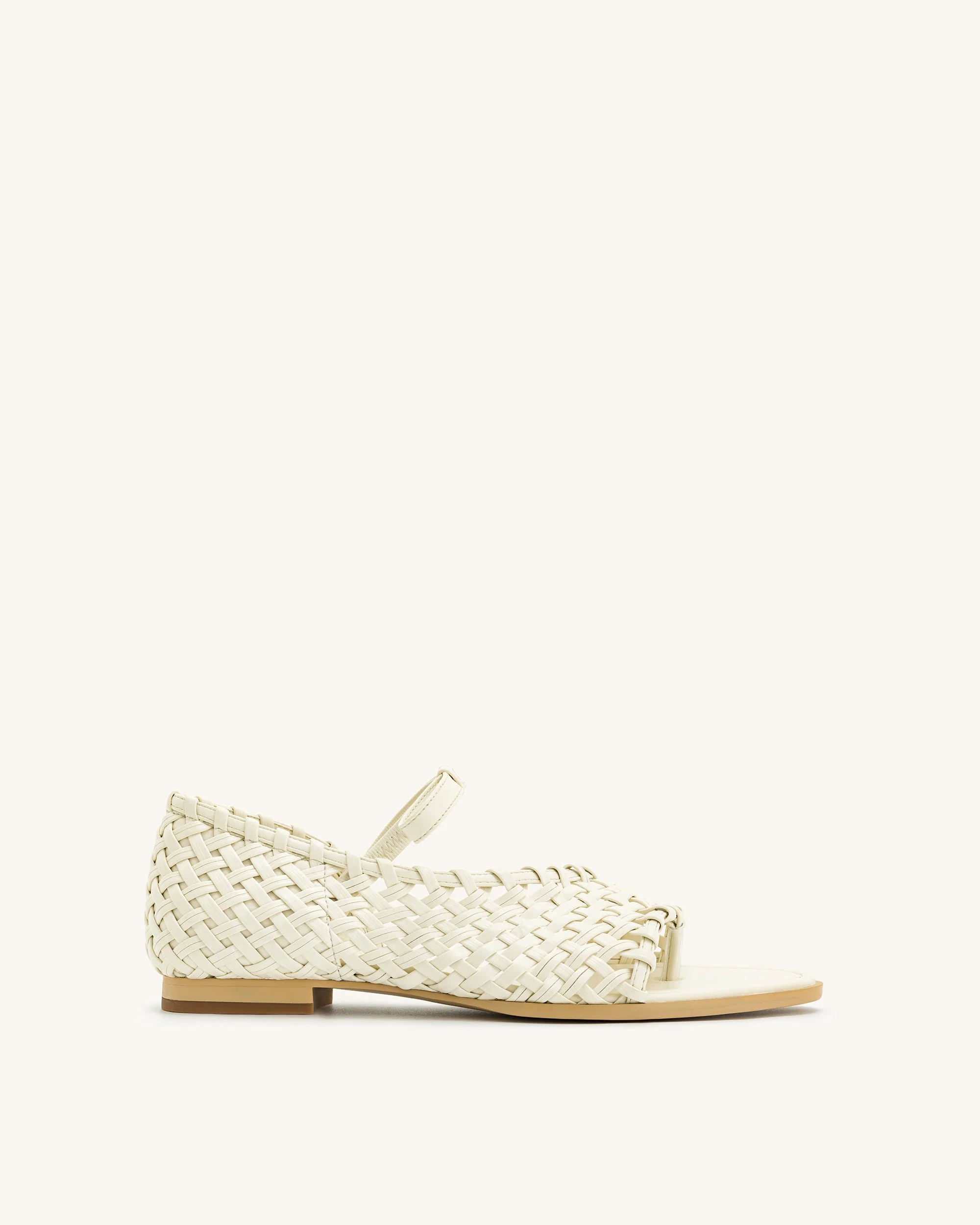 Jocelyn Weave Strap Flip-flops - Beige - Image 6