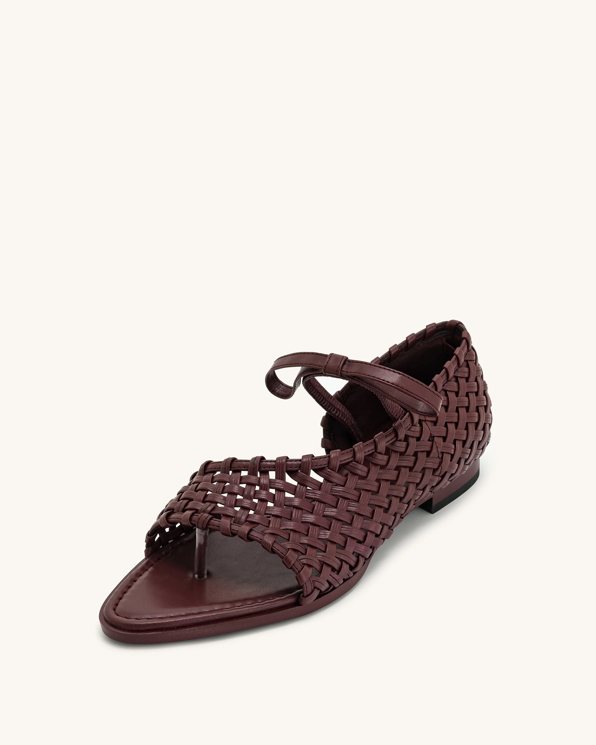 Jocelyn Weave Strap Flip-flops - Claret Red - Image 5