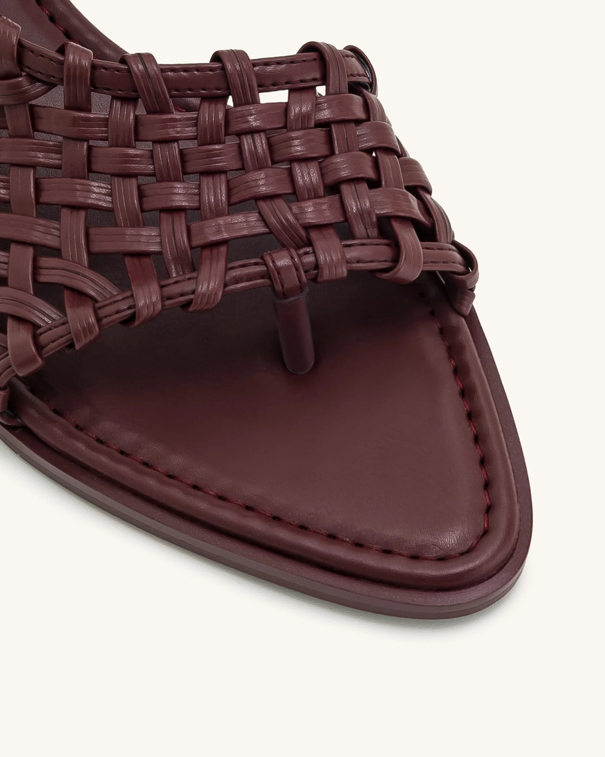 Jocelyn Weave Strap Flip-flops - Claret Red - Image 9