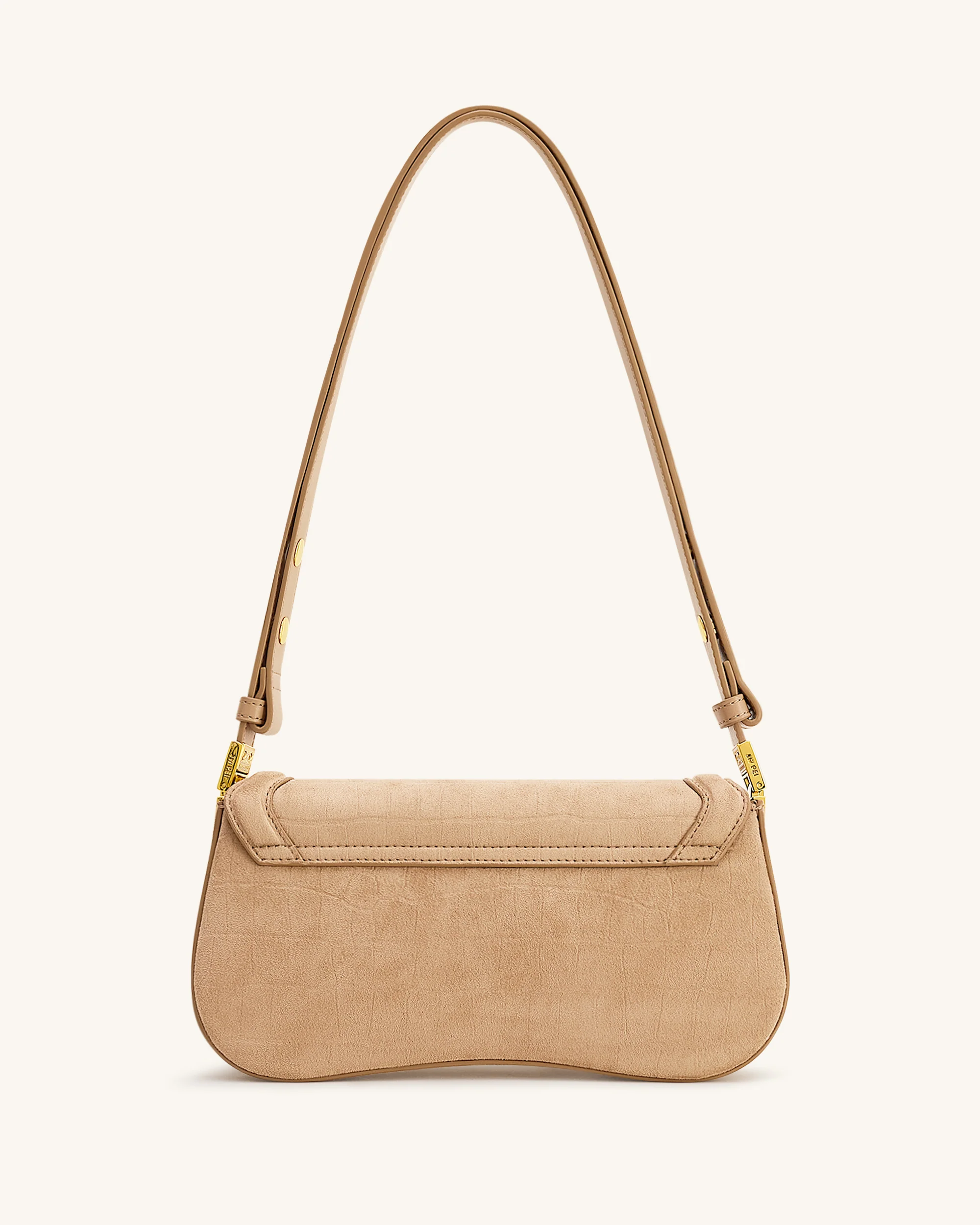 Joy Croc-Embossed Faux Suede Shoulder Bag - Beige - Image 3