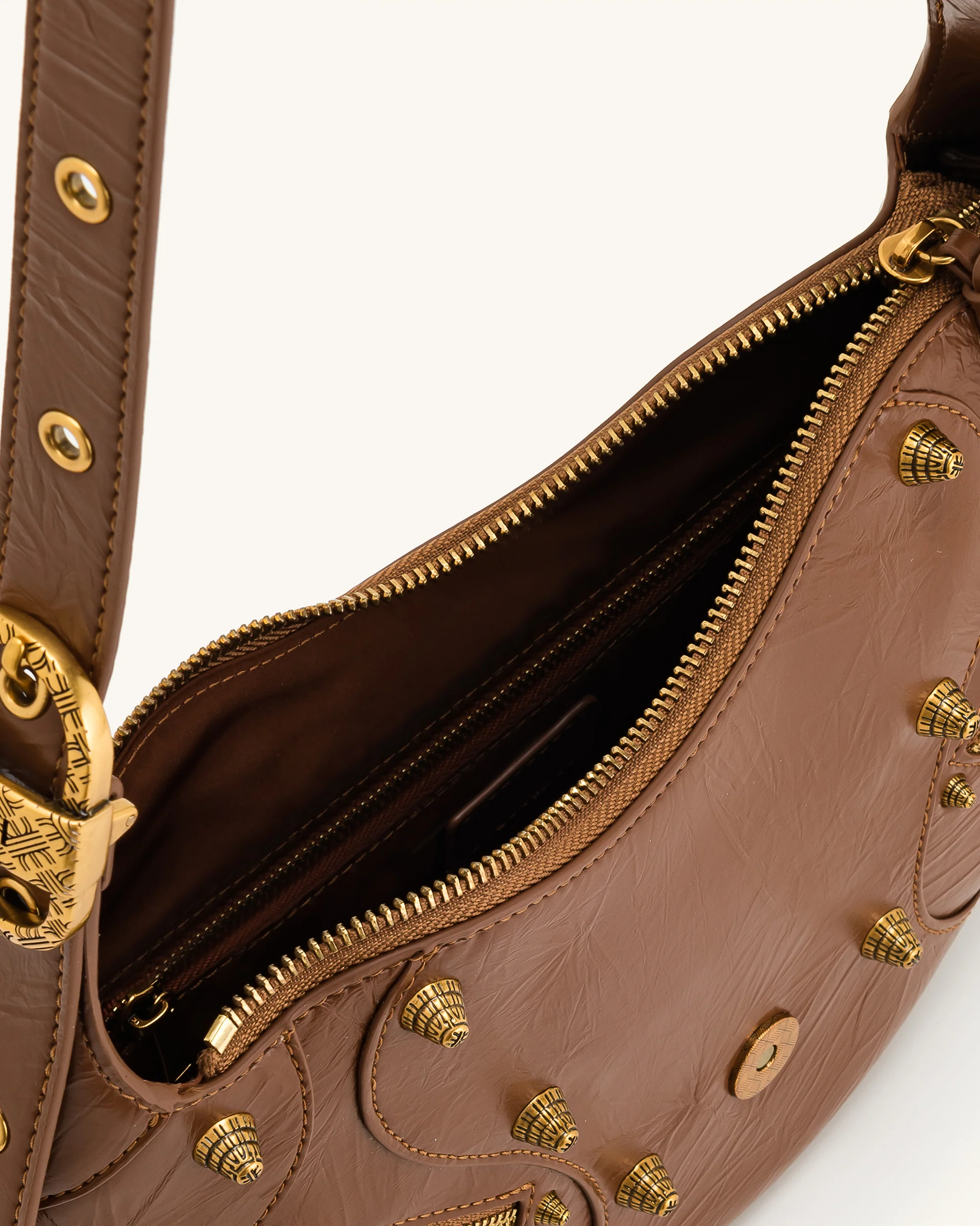 Tessa Crushed Shoulder Bag - Brown - Image 4
