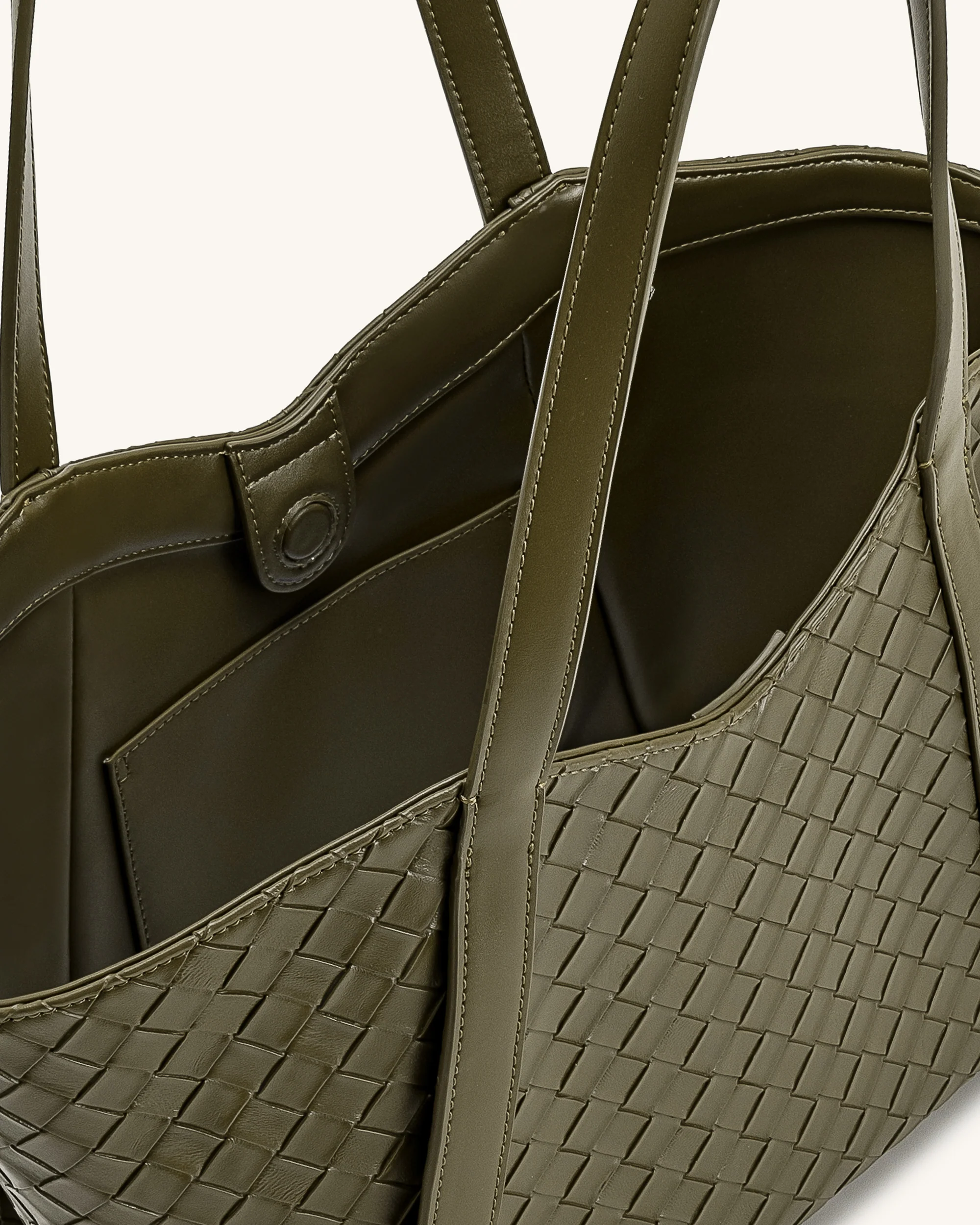 Kiana Large Capacity Weave Texture Tote Bag - Dark Olive - Image 4