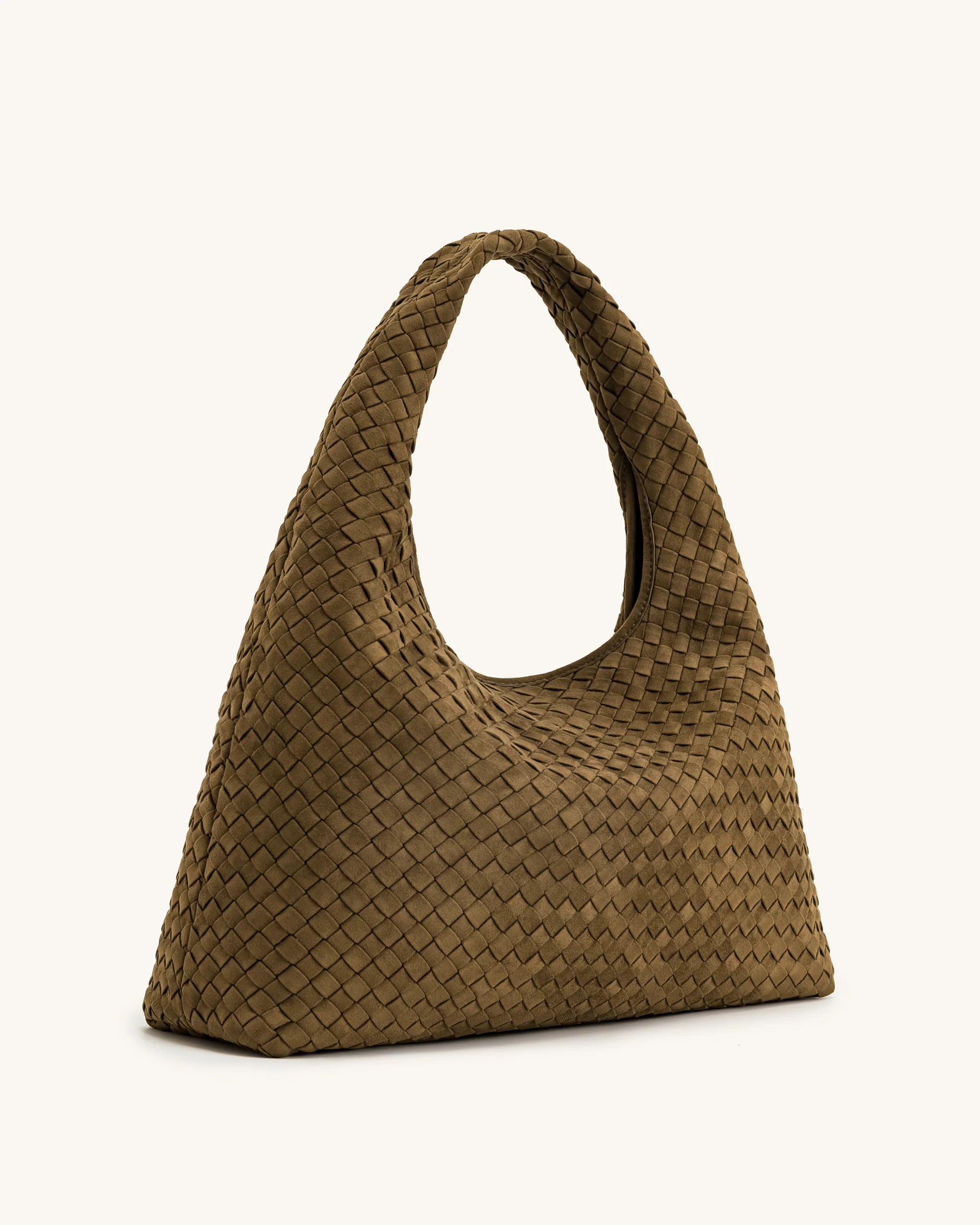 Laura Faux Suede Woven Shoulder Bag - Olive Green - Image 2