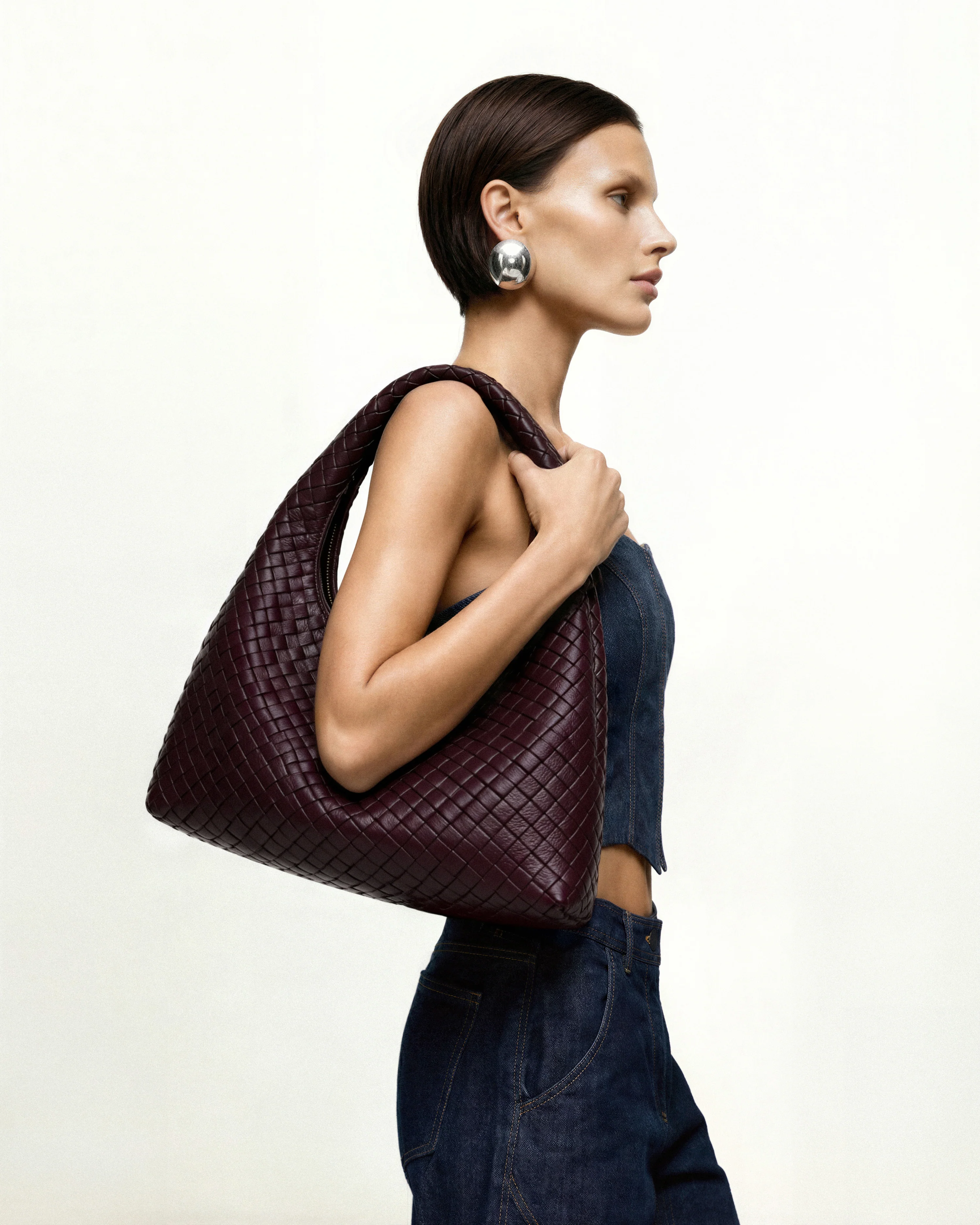 Laura Woven Shoulder Bag - Deep Burgundy - Image 2