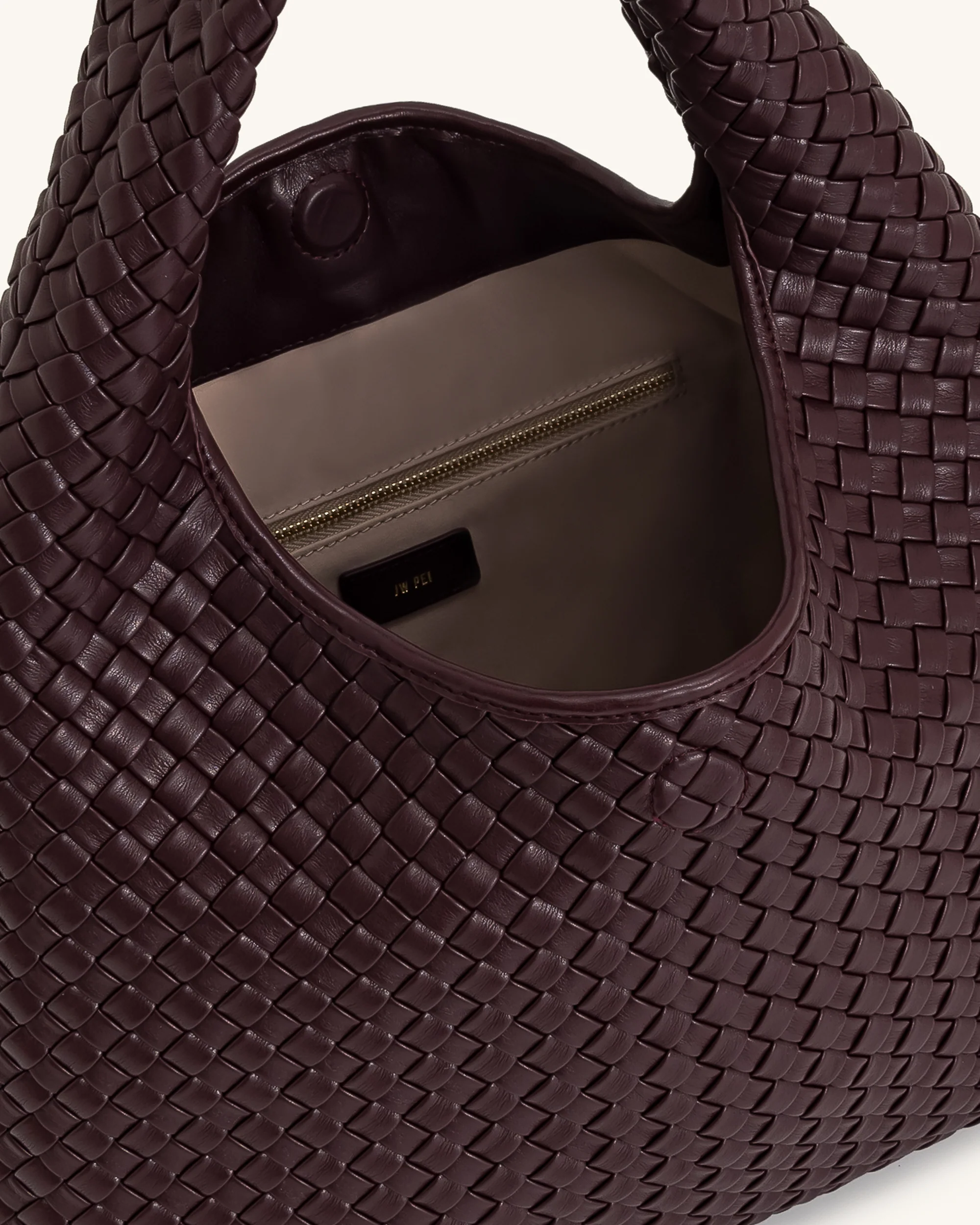 Laura Woven Shoulder Bag - Deep Burgundy - Image 5