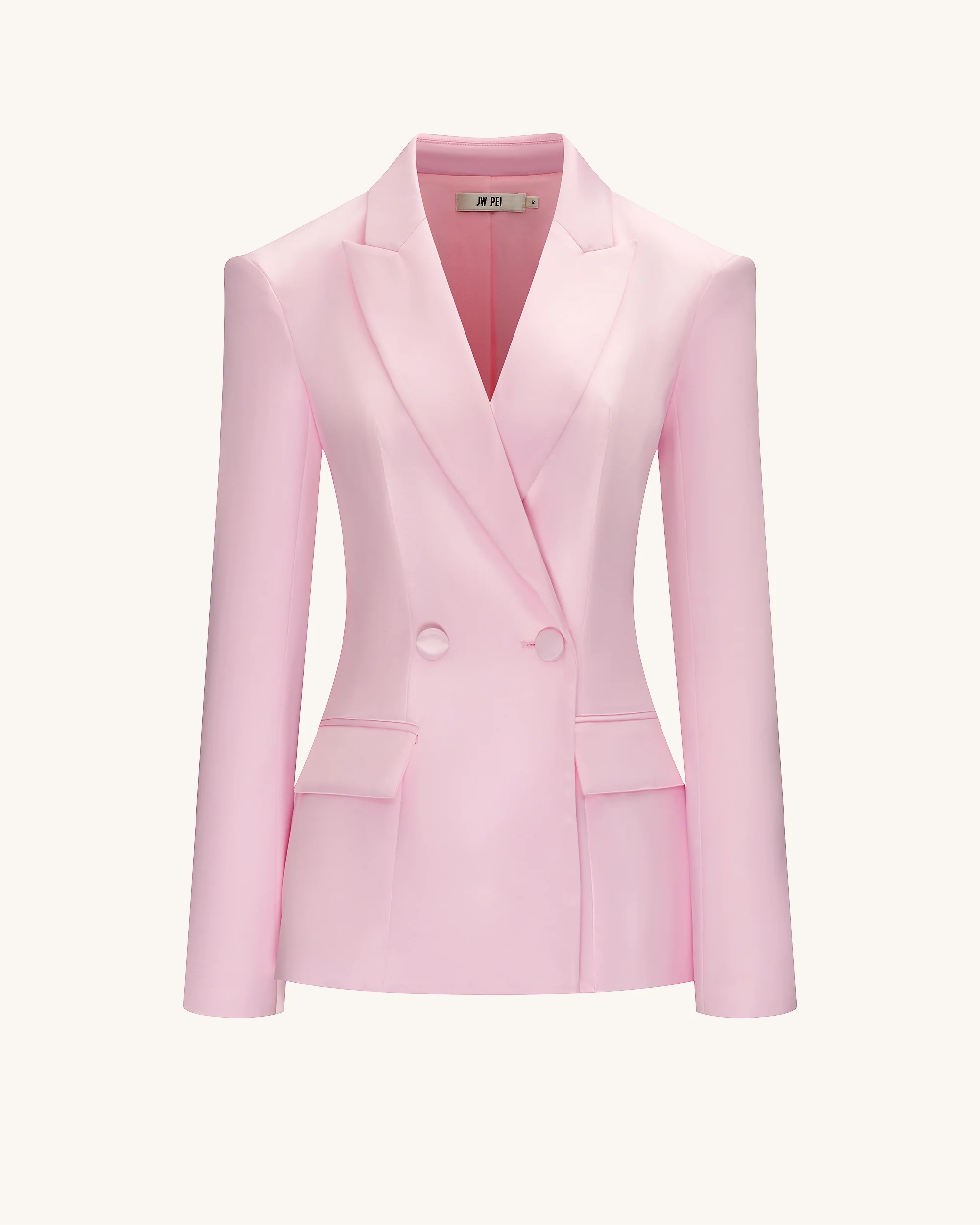 Lily Satin Double-Breasted Blazer Suit  - Pink - Image 3