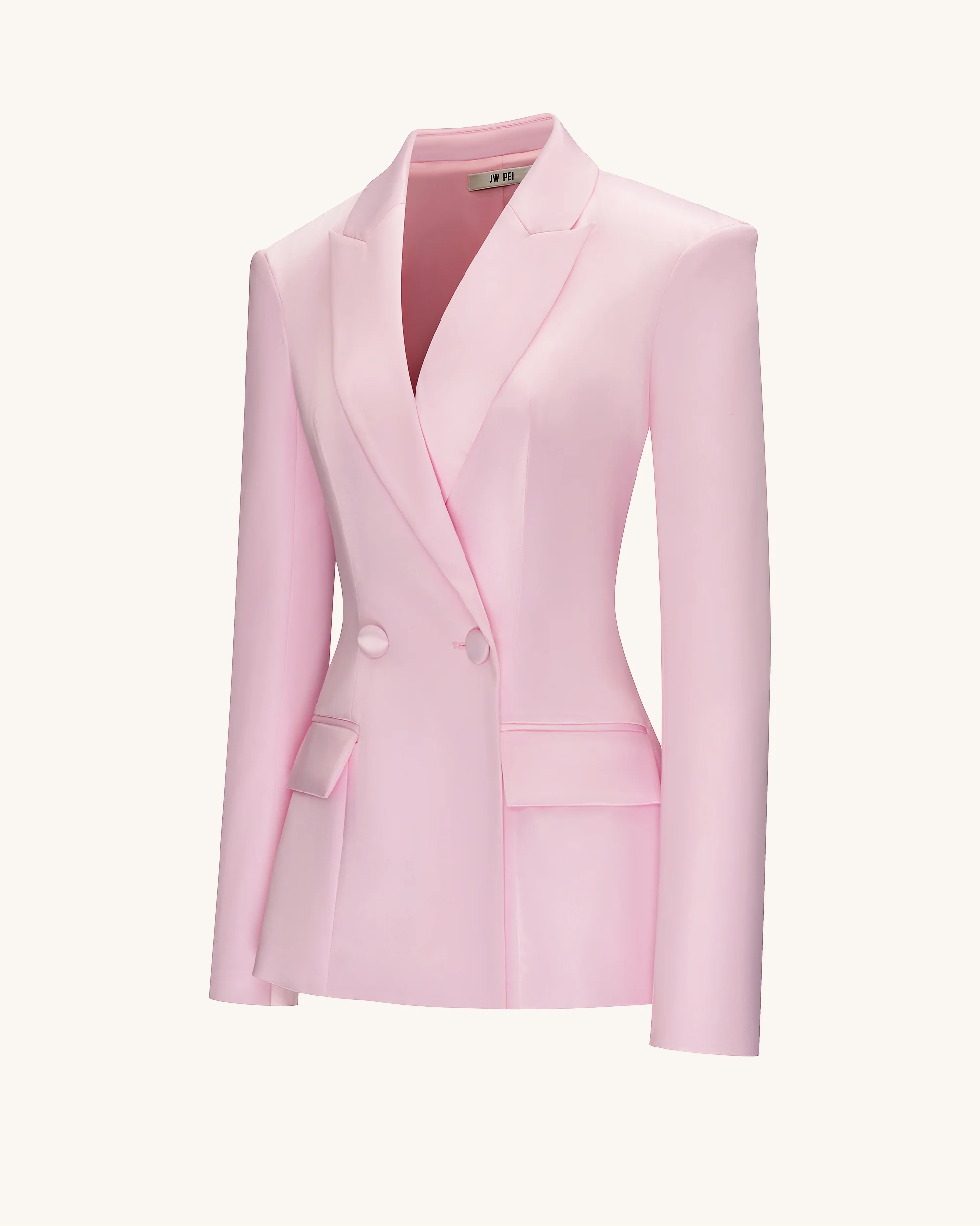 Lily Satin Double-Breasted Blazer Suit  - Pink - Image 4