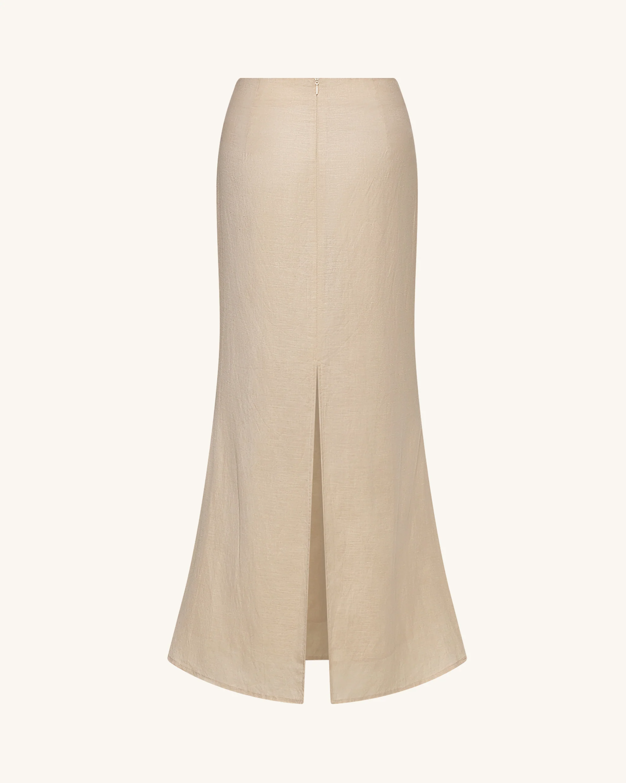 Linen Corded Embroidery Maxi Skirt - Natural - Image 5