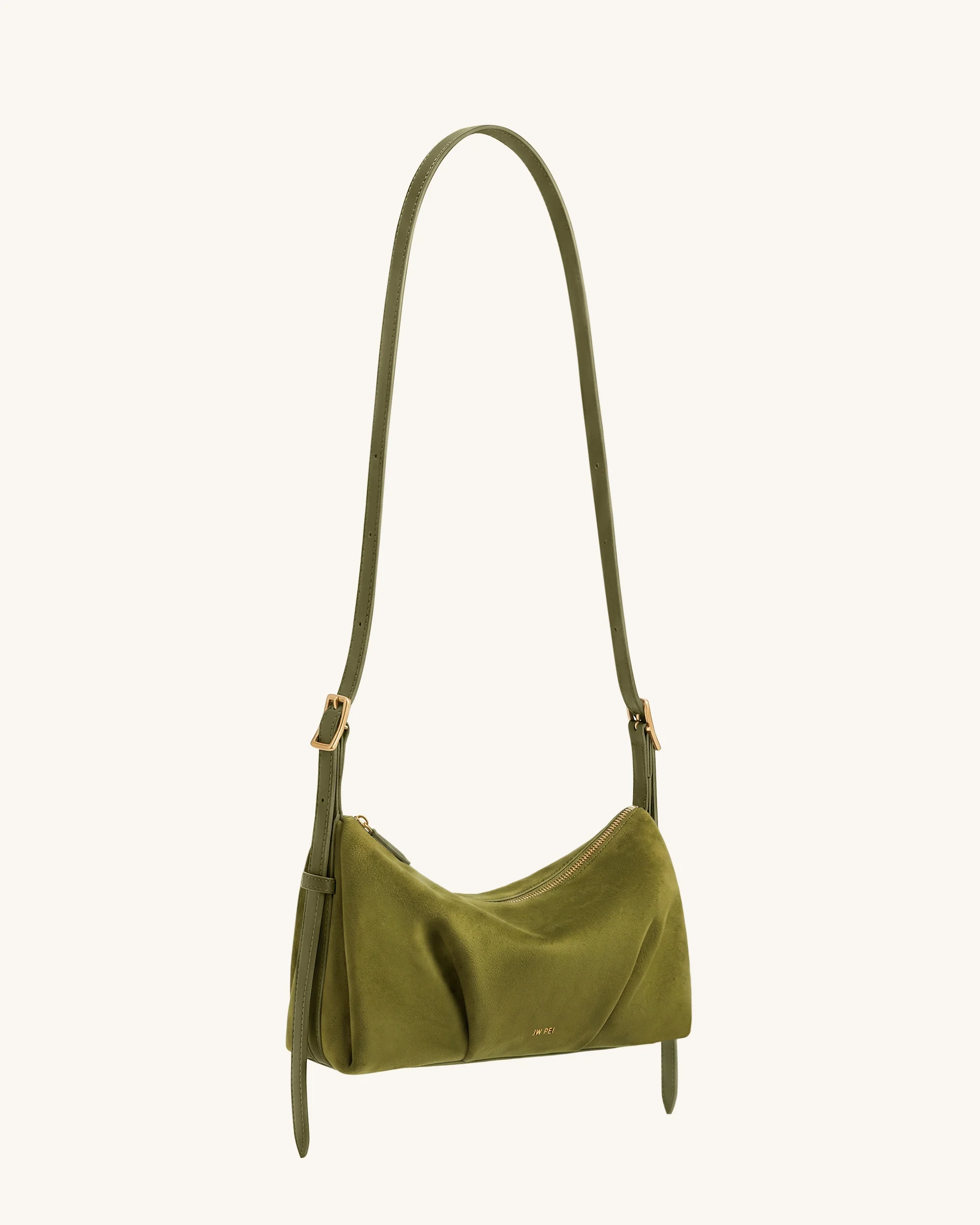 Loriette Faux Suede Crossbody Bag - Olive Green - Image 3