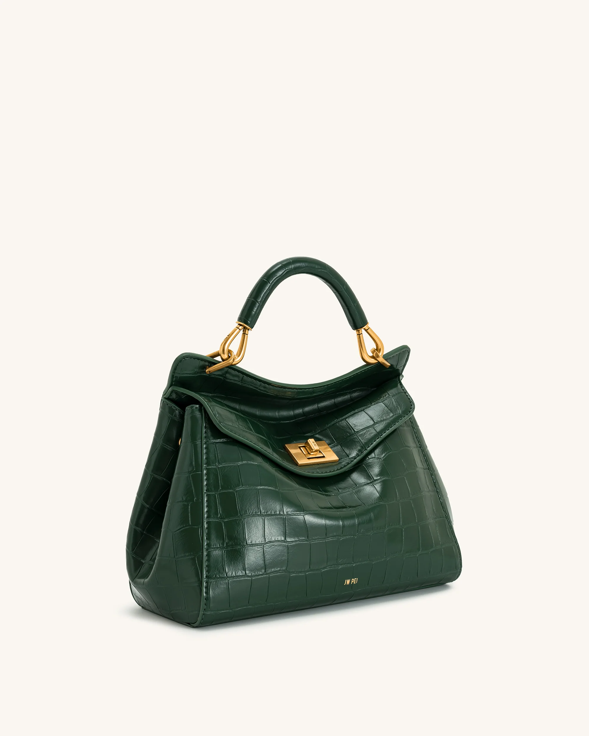 Lucia Classic Top Handbag - Green Croc - Image 3