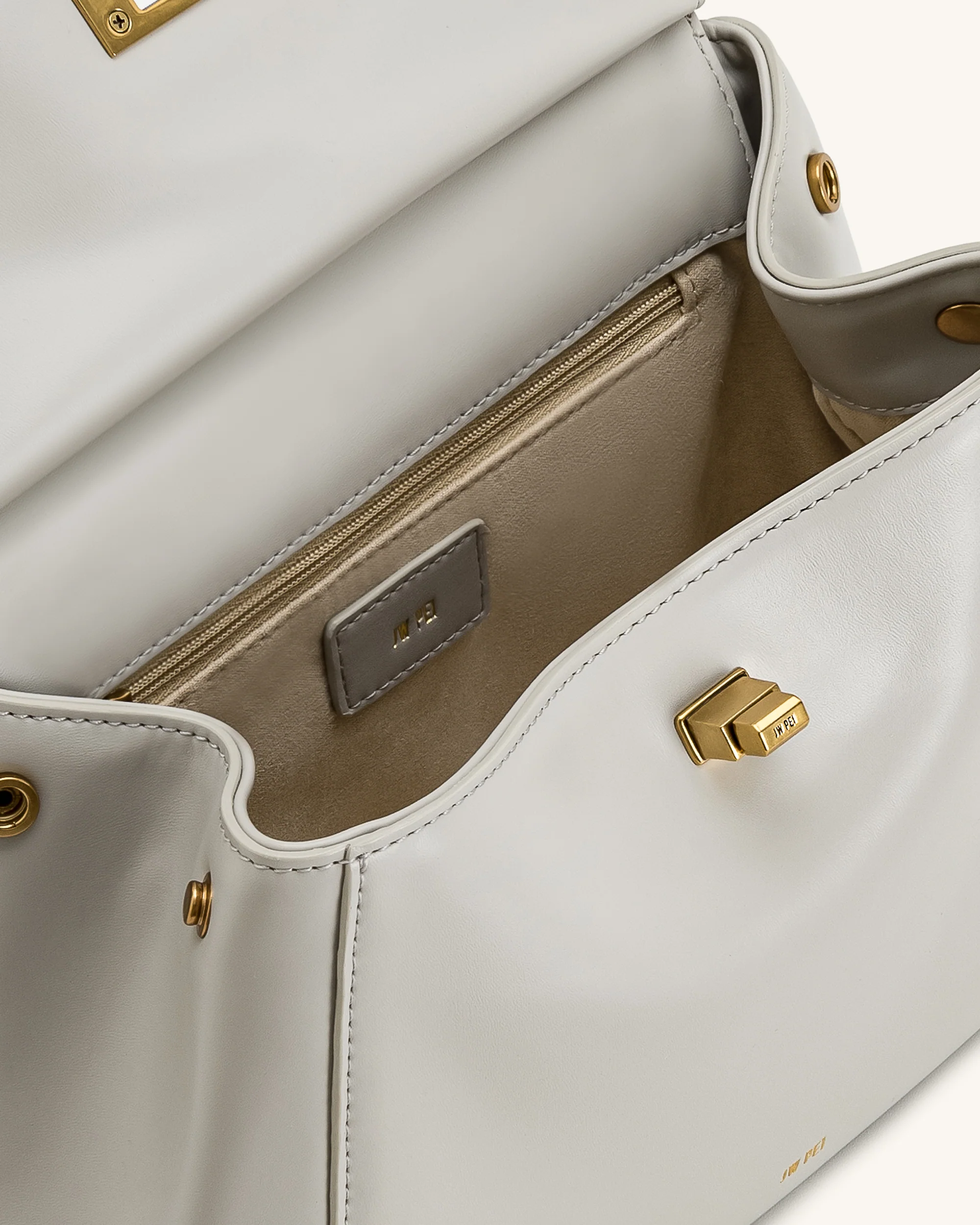 Lucia Classic Top Handle Bag - Light Gray - Image 4