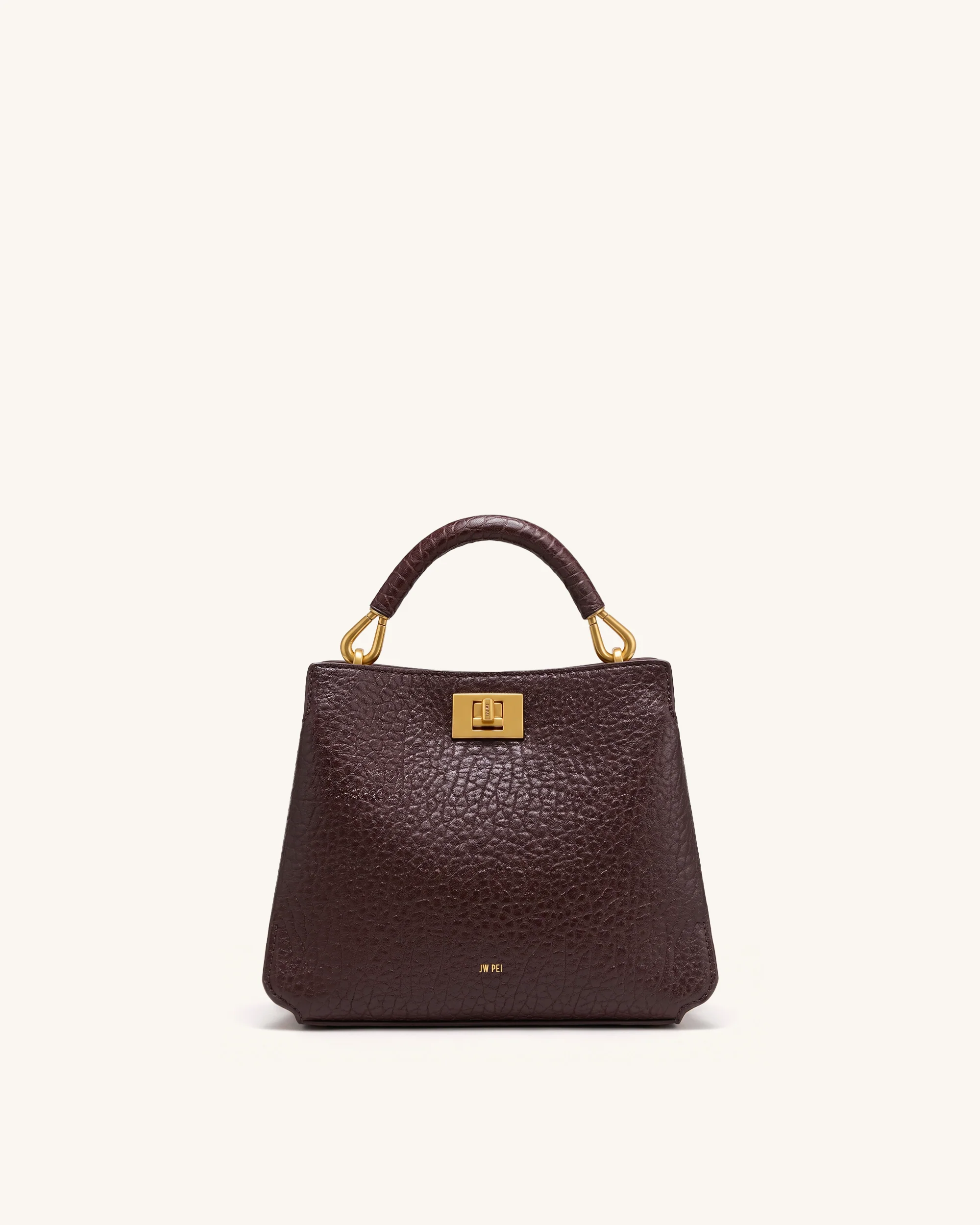 Lucia Elephant-Effect Top Handle Bag - Dark Brown - Image 3
