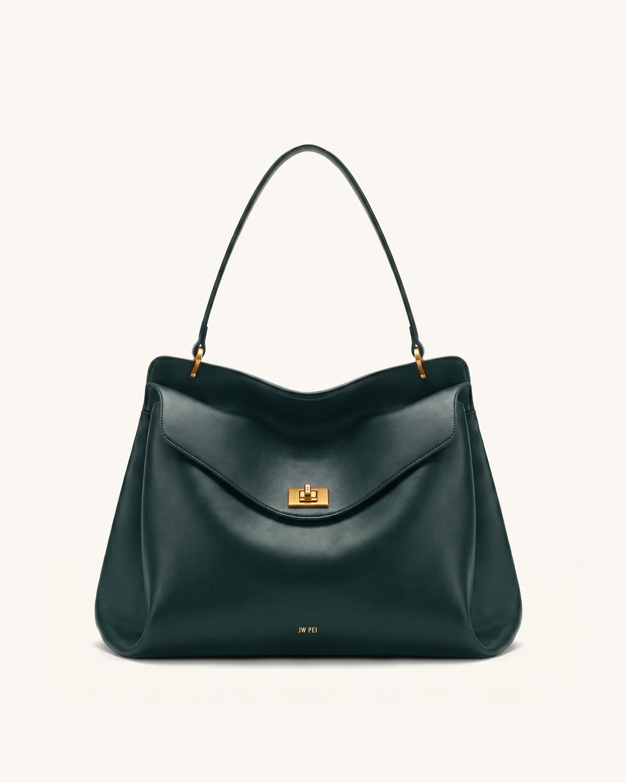 Lucia Turn-Lock Shoulder Bag - Dark Ink Green