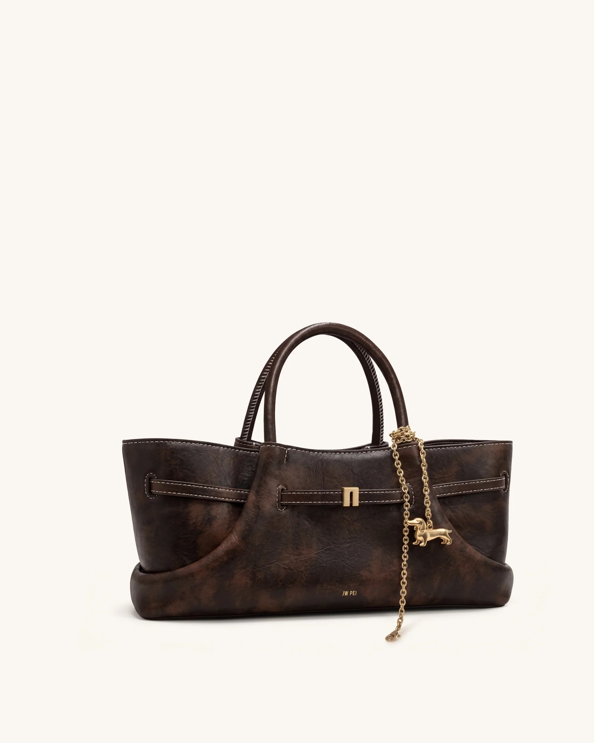Maeve Dachshund Metal Charm Tote Bag - Deep Coffee - Image 2