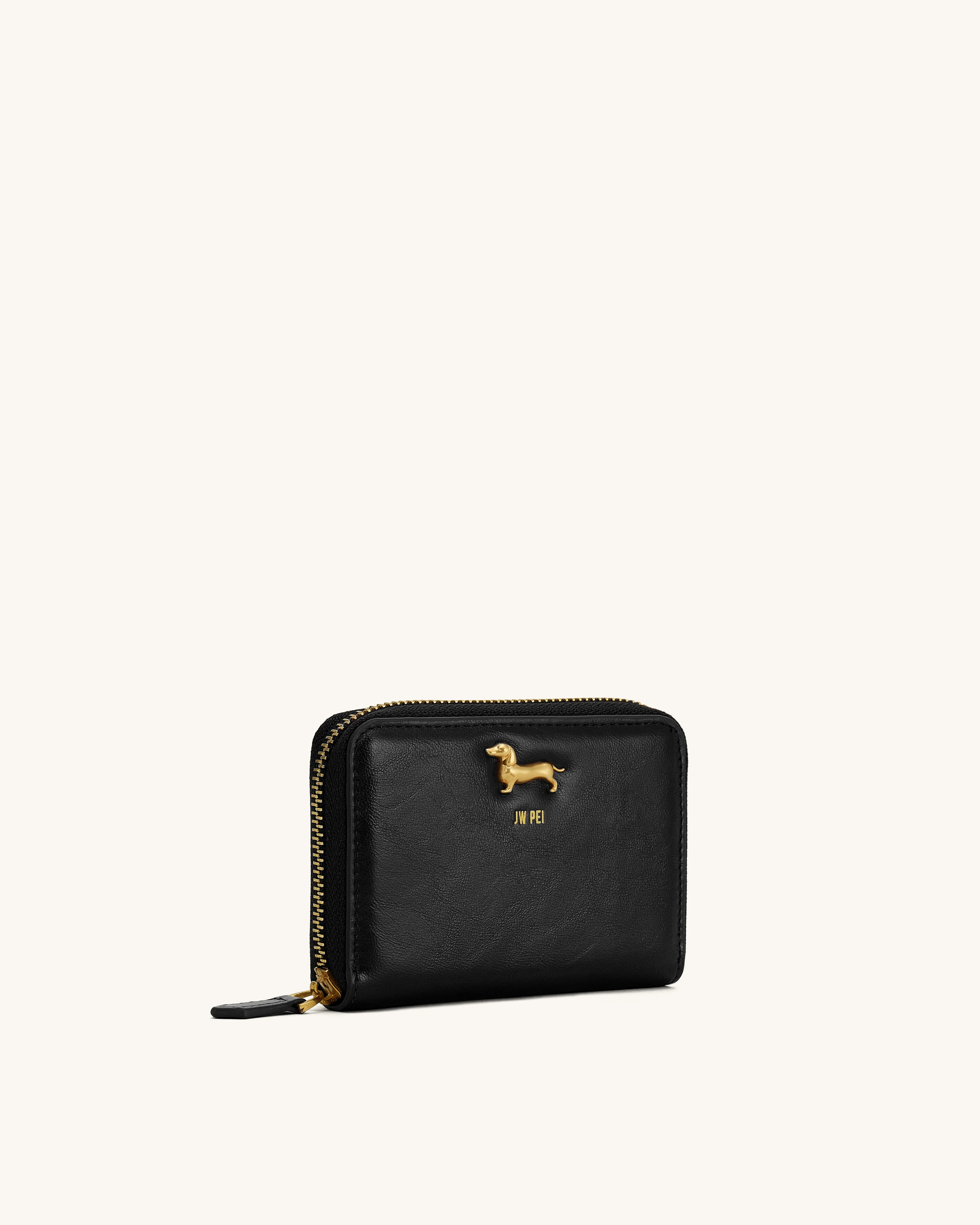 Maeve Dachshund Metal Emblem Zip Wallet - Black - Image 2