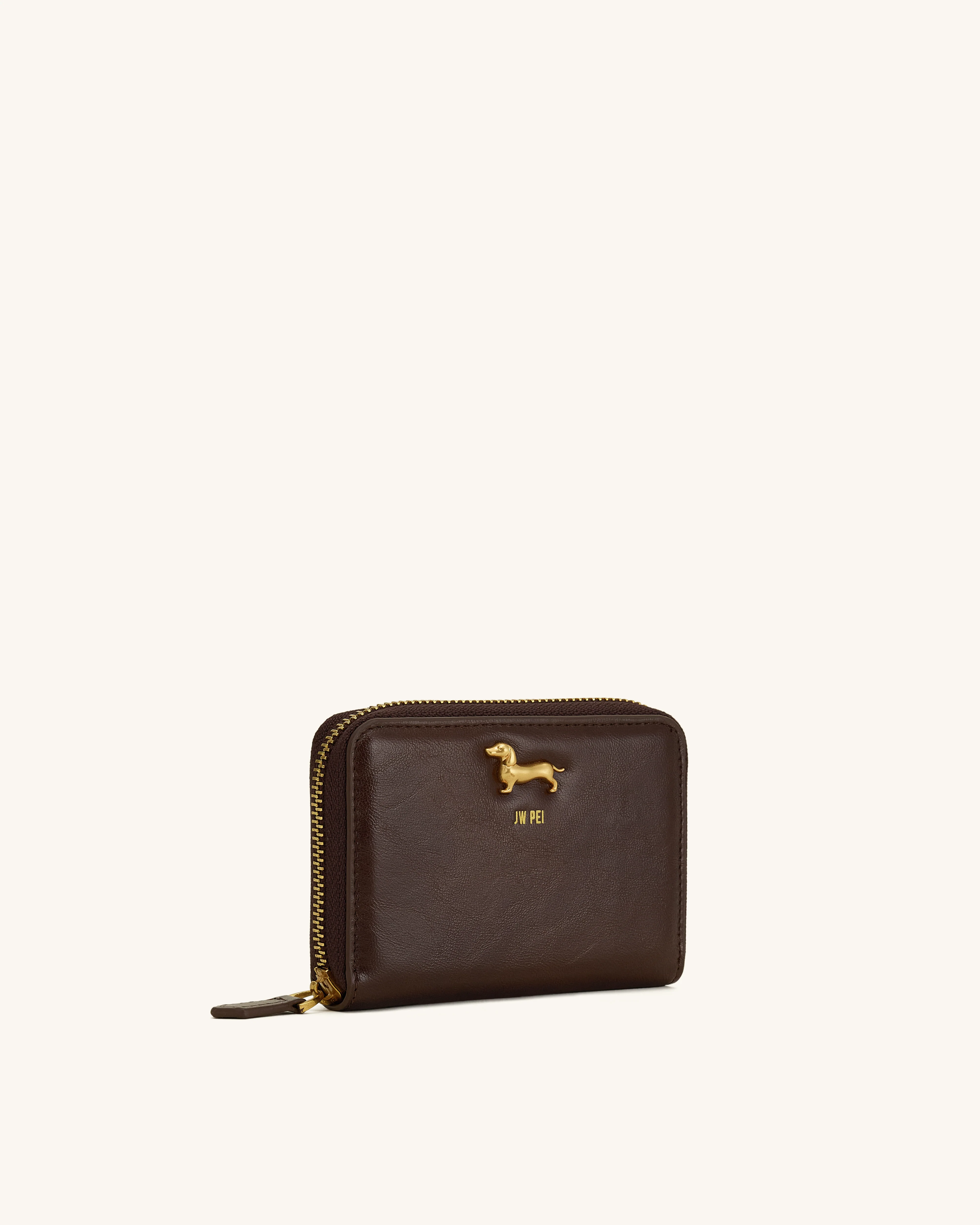 Maeve Dachshund Metal Emblem Zip Wallet - Chocolate - Image 2